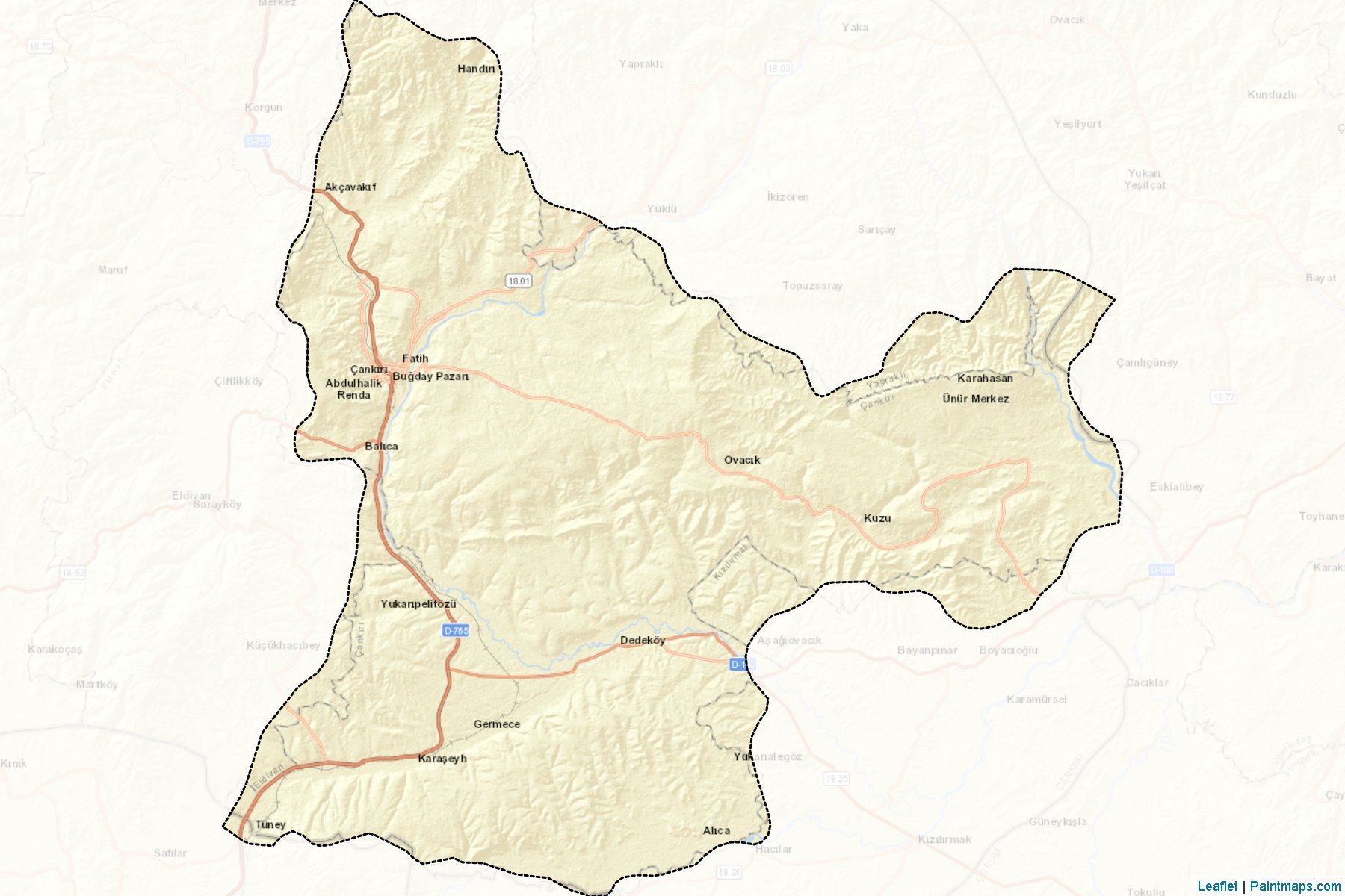 Muestras de recorte de mapas Merkez (Cankiri)-2