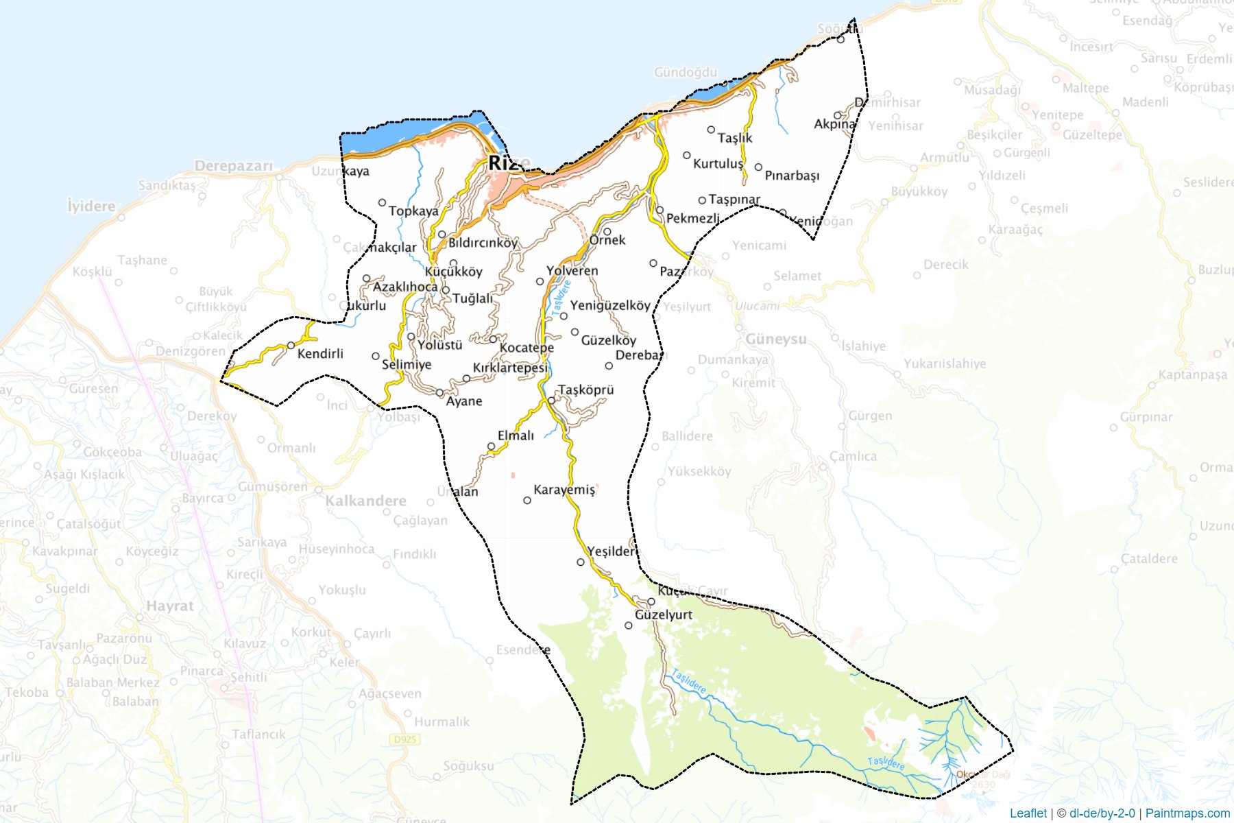 Muestras de recorte de mapas Merkez (Rize)-1