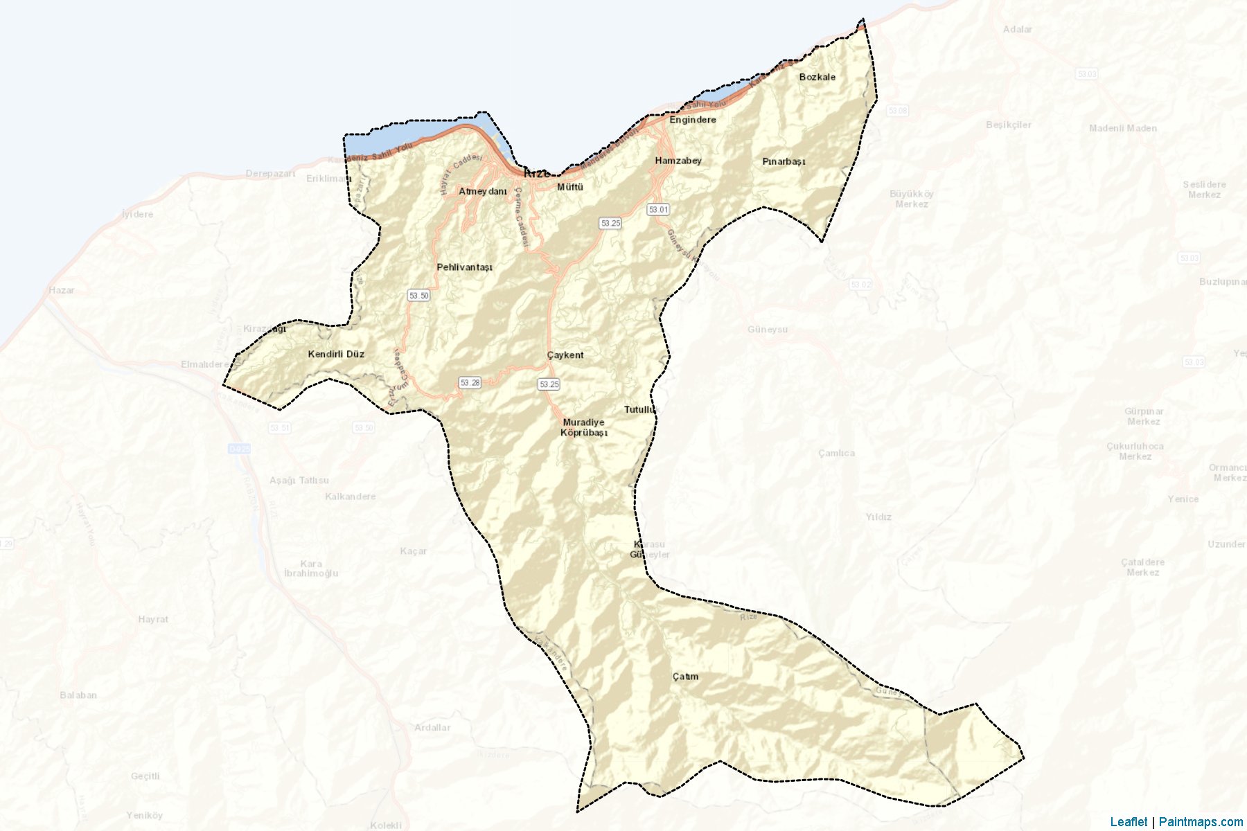 Muestras de recorte de mapas Merkez (Rize)-2