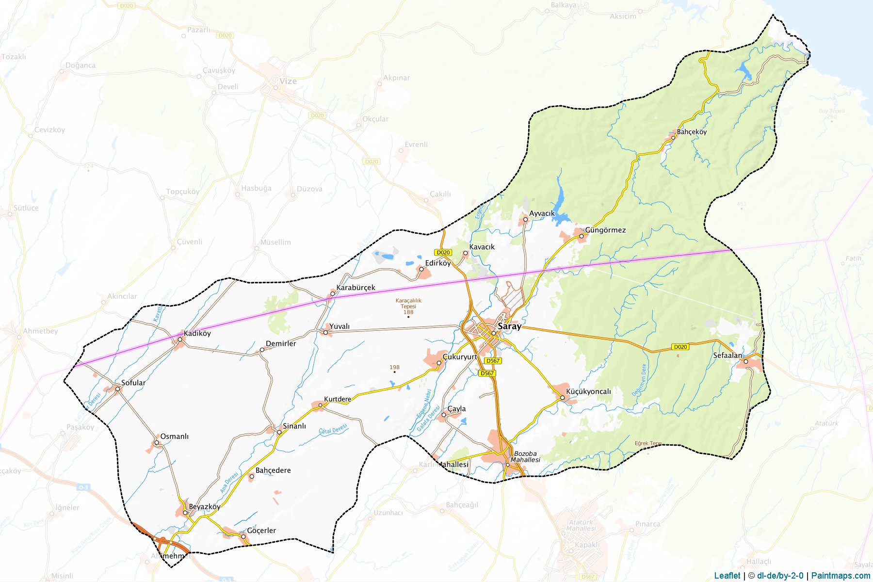 Muestras de recorte de mapas Saray (Tekirdag)-1