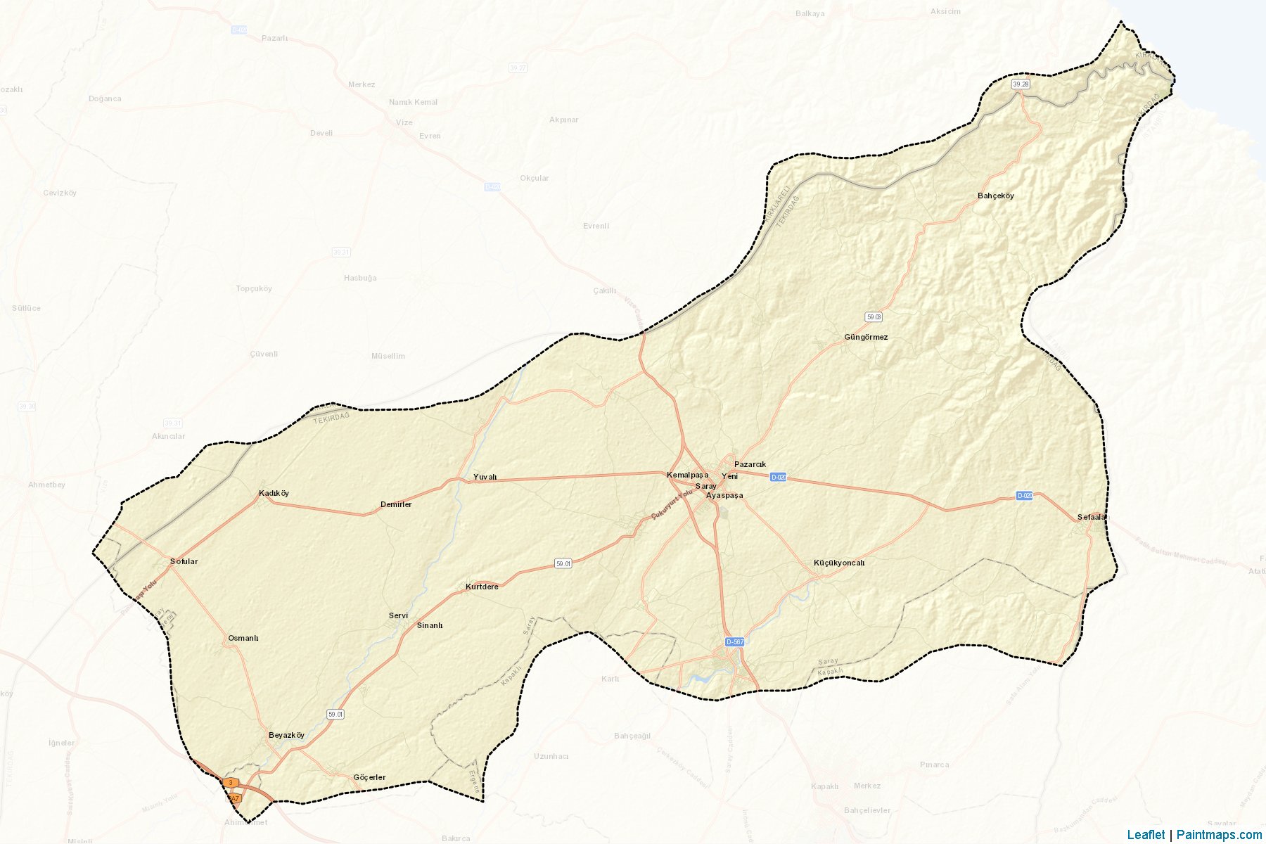 Muestras de recorte de mapas Saray (Tekirdag)-2