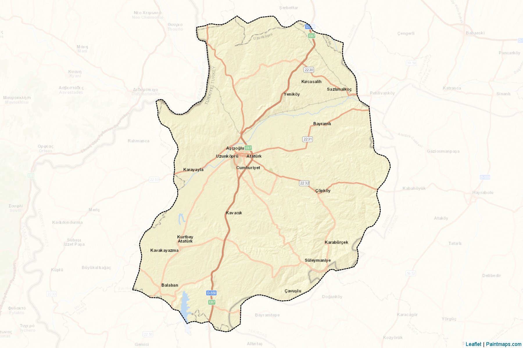 Muestras de recorte de mapas Uzunköprü (Edirne)-2