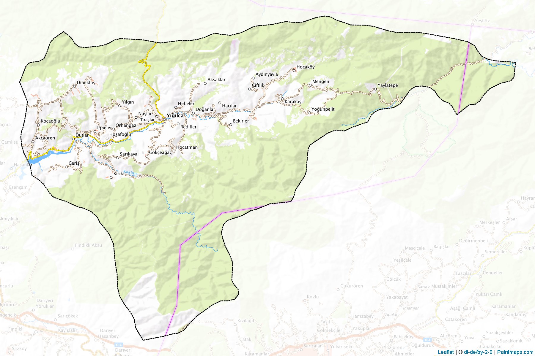 Muestras de recorte de mapas Yığılca (Duzce)-1