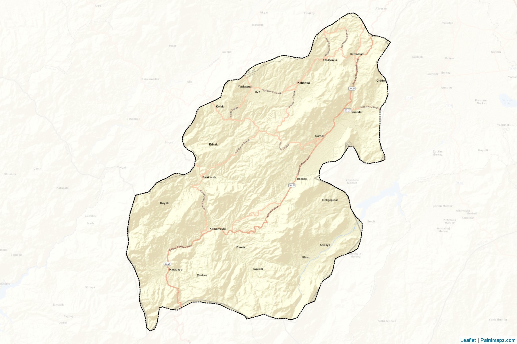 Muestras de recorte de mapas Çameli (Denizli)-2