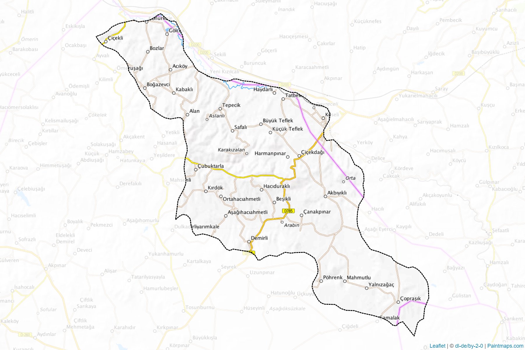 Muestras de recorte de mapas Çiçekdağı (Kirsehir)-1