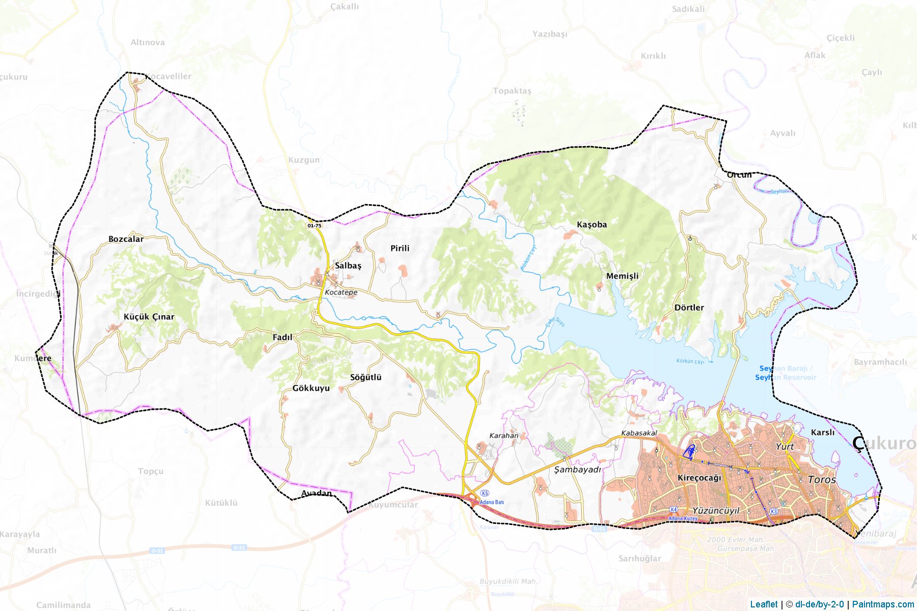 Muestras de recorte de mapas Çukurova (Adana)-1