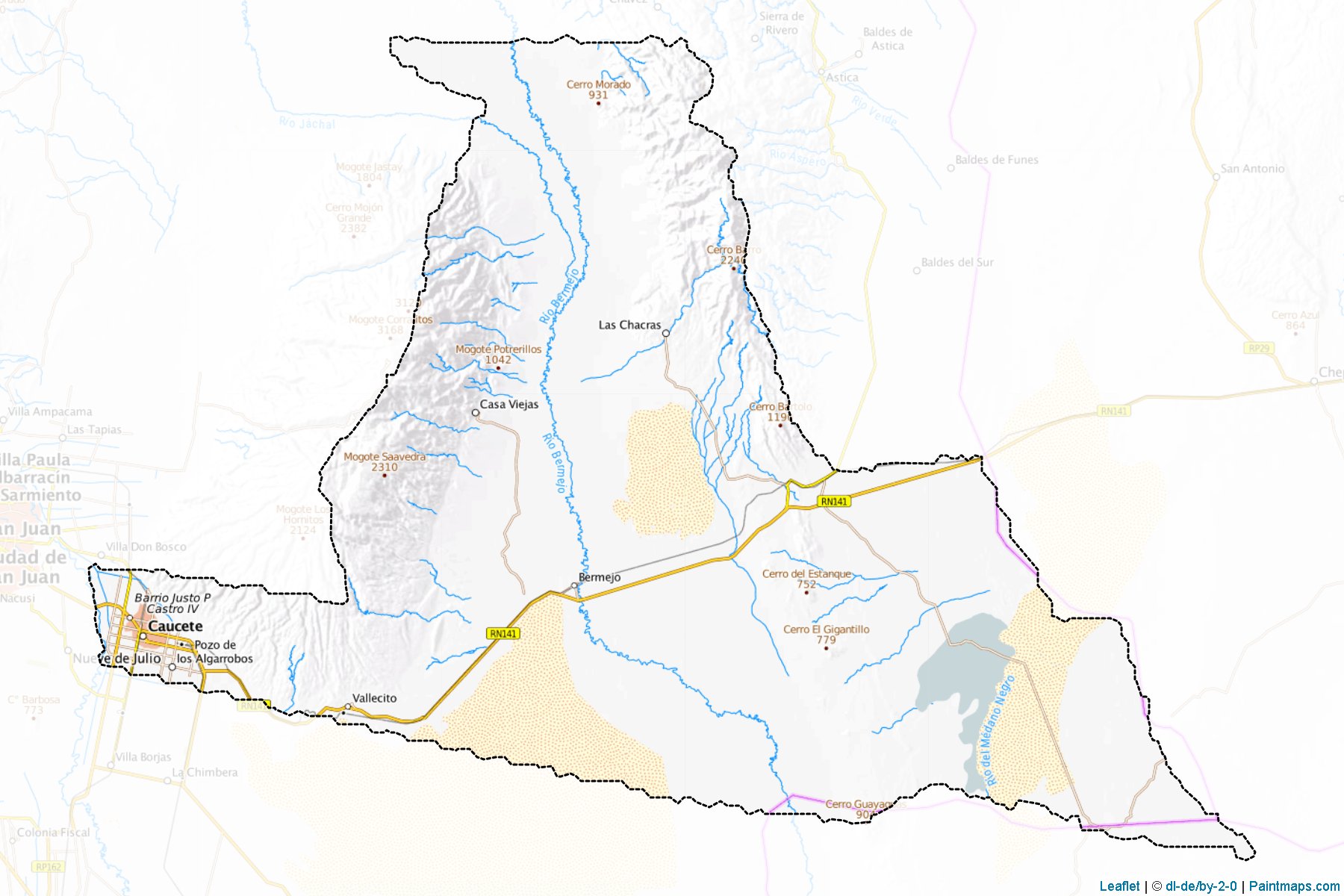 Caucete (San Juan eyaleti) Haritası Örnekleri-1