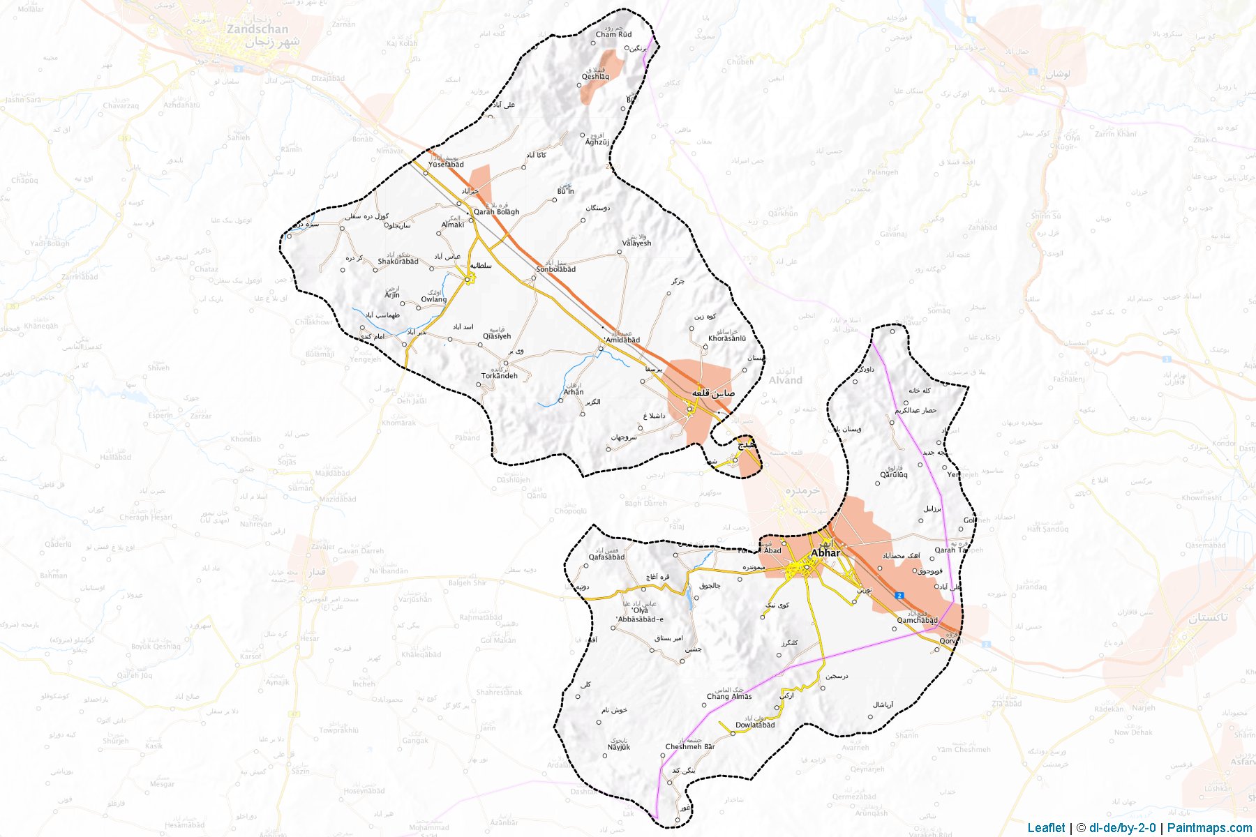 Muestras de recorte de mapas Abhar (Zanjan)-1