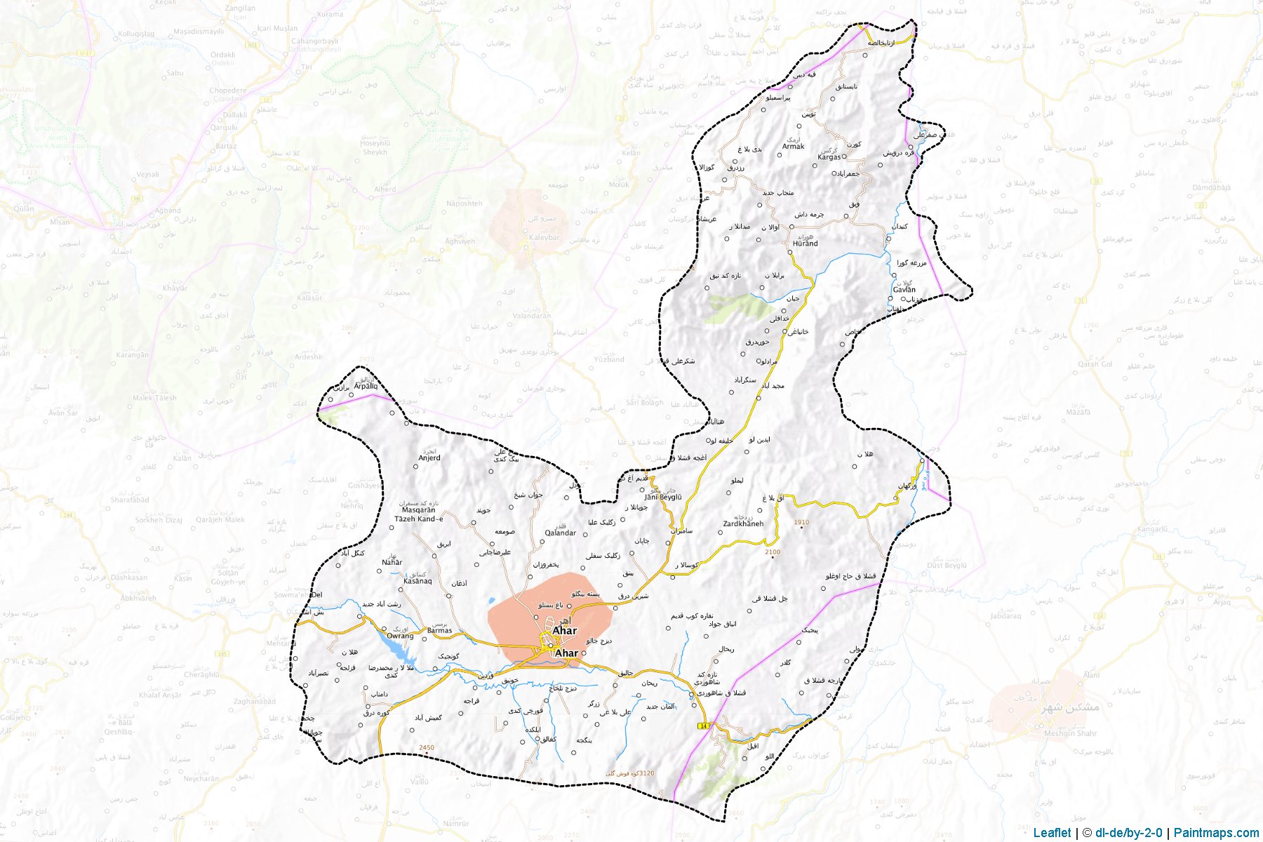 Muestras de recorte de mapas Ahar (East Azerbaijan)-1