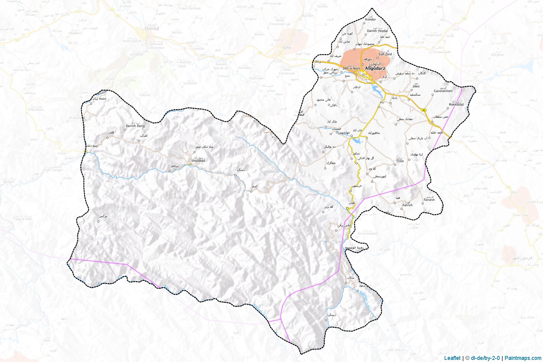 Aligudarz (Lorestan) Map Cropping Samples-1