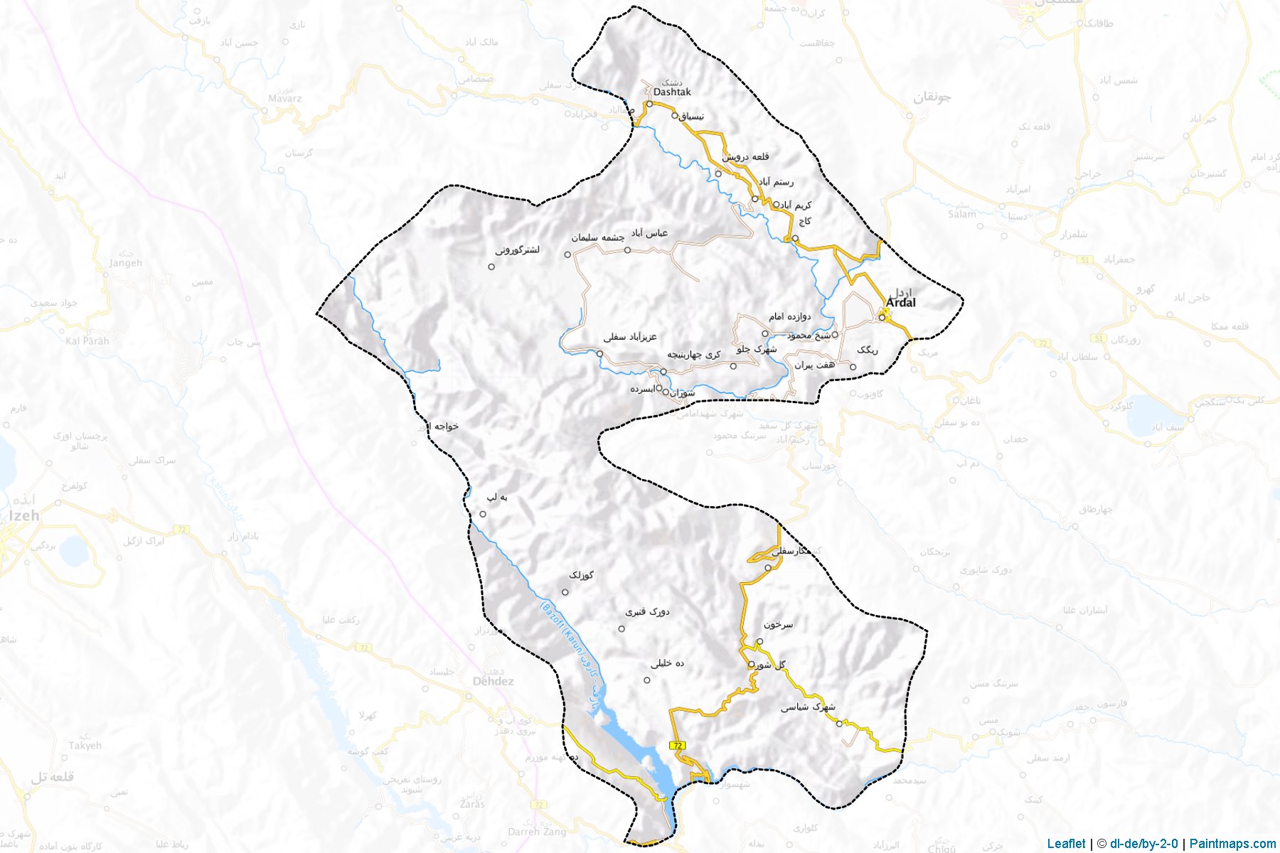 Muestras de recorte de mapas Ardal (Chahar Mahall and Bakhtiari)-1