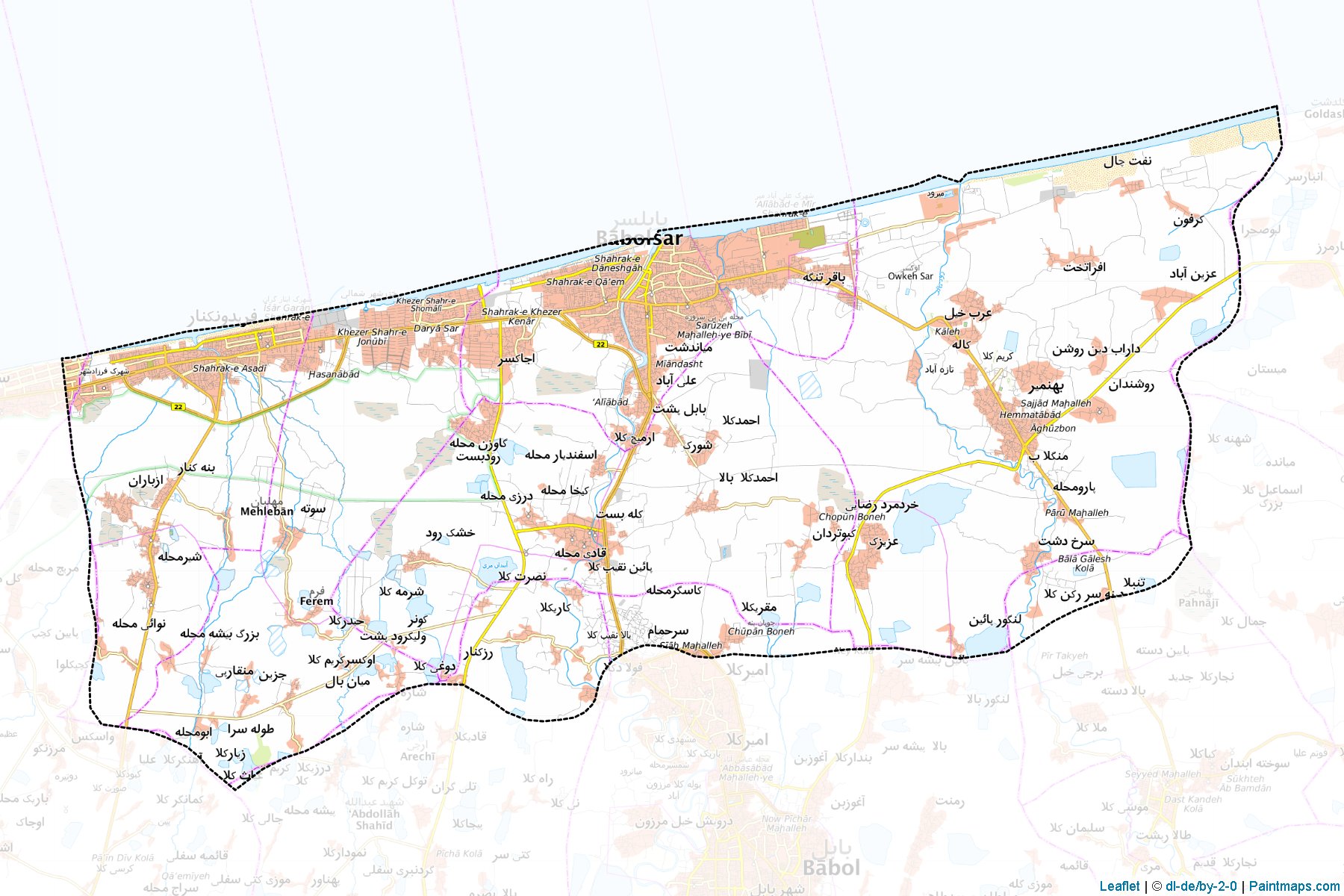 Border cropping samples for Babolsar map.