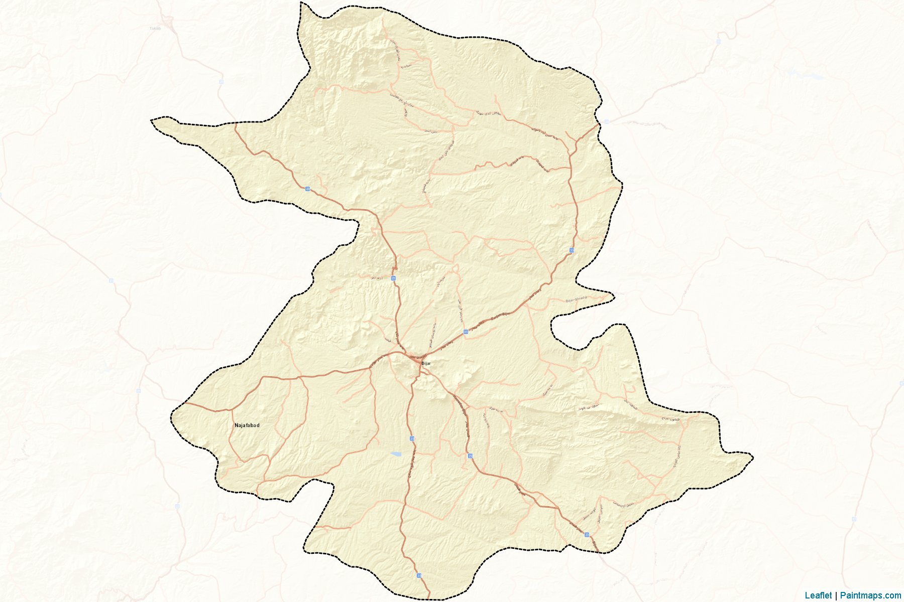 Muestras de recorte de mapas Bijar (Kordestan)-2