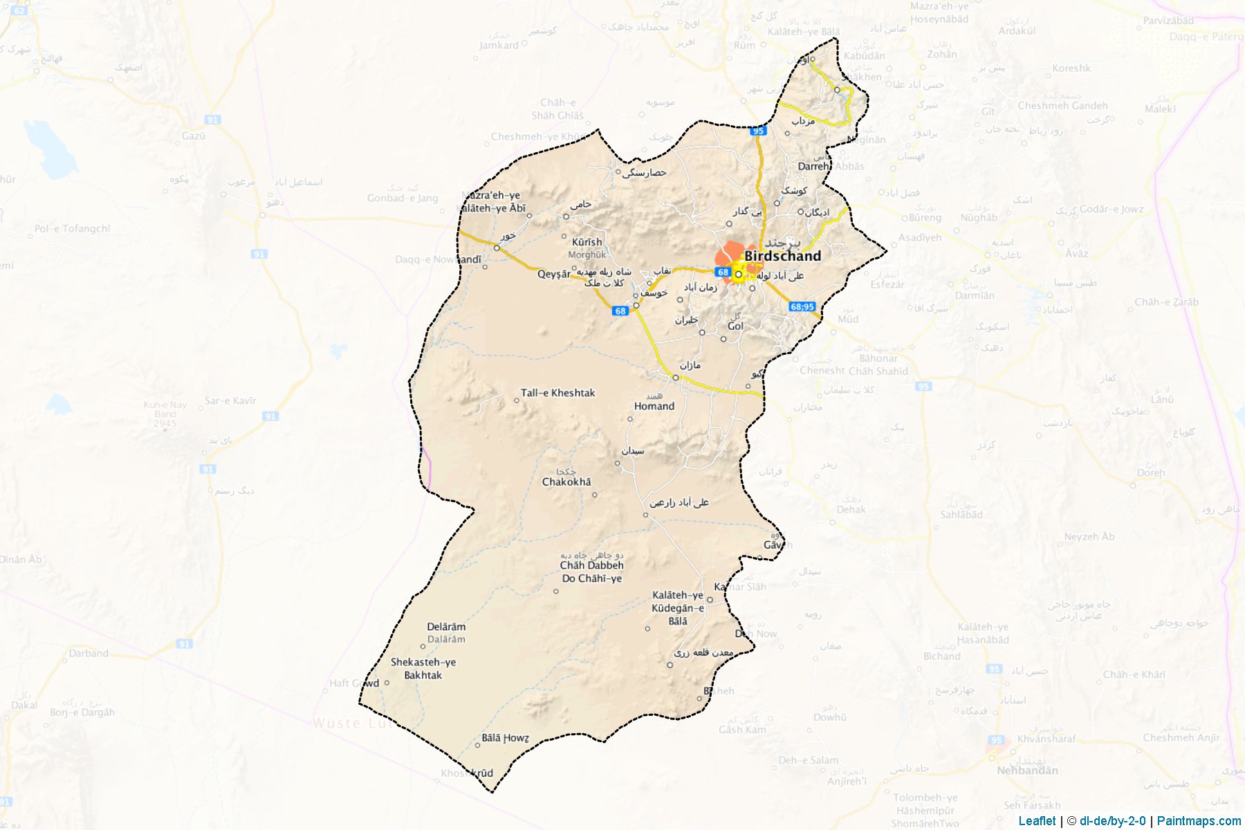 Birjand (South Khorasan) Map Cropping Samples-1