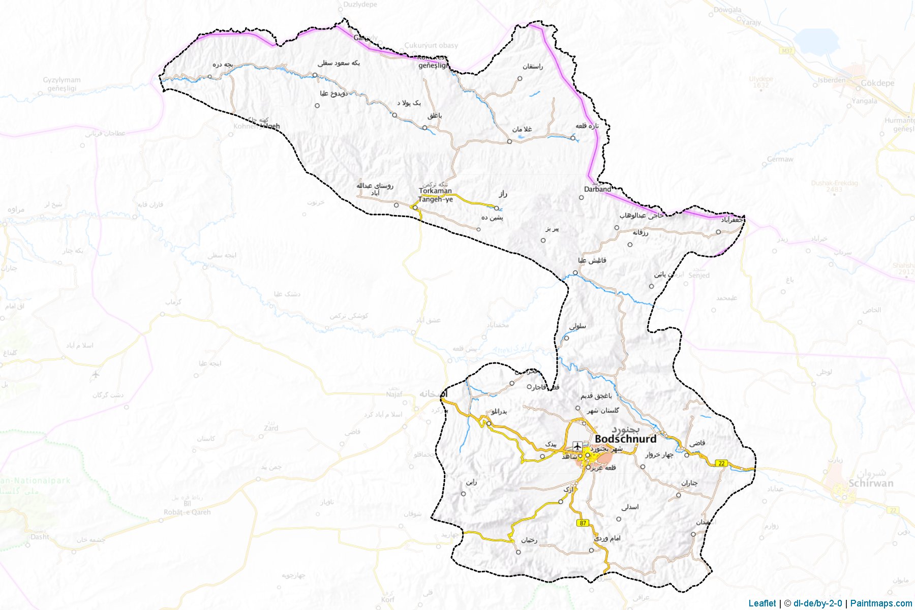 Muestras de recorte de mapas Bojnurd (North Khorasan)-1