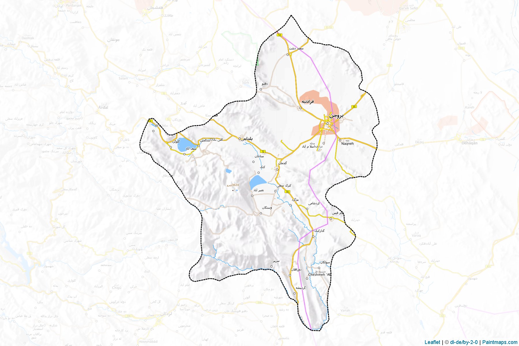 Borujen (Chahar Mahall va Bakhtiari) Map Cropping Samples-1