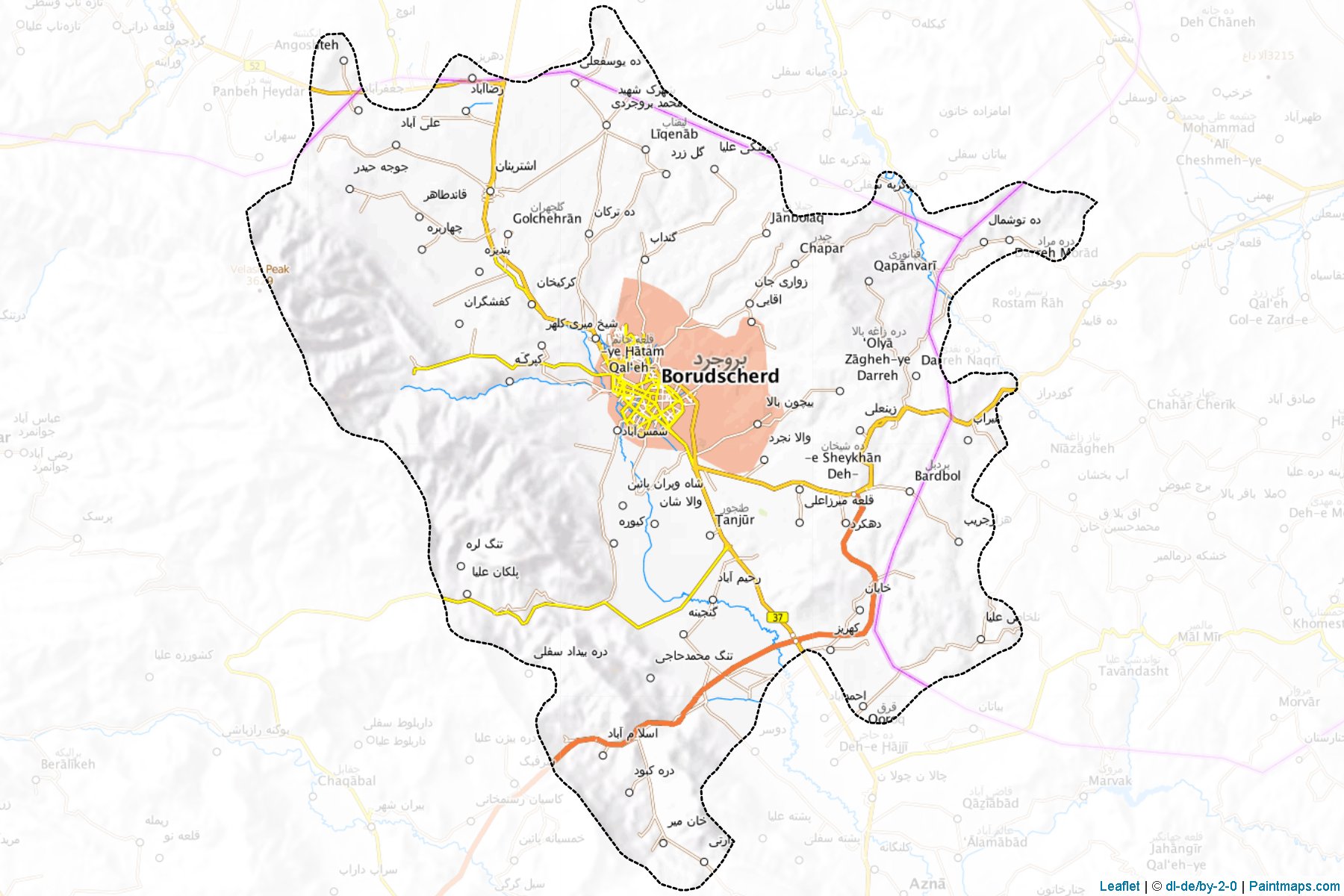 Borujerd (Lorestan) Map Cropping Samples-1