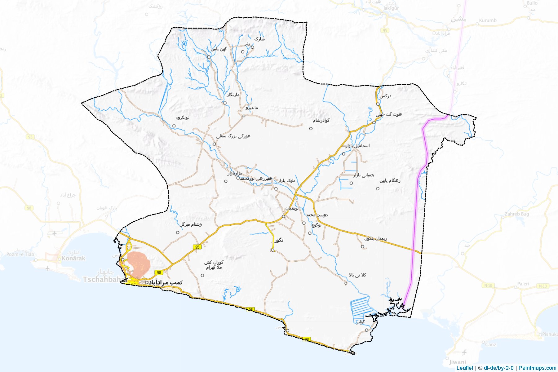 Muestras de recorte de mapas Chabahar (Sistan and Baluchestan)-1