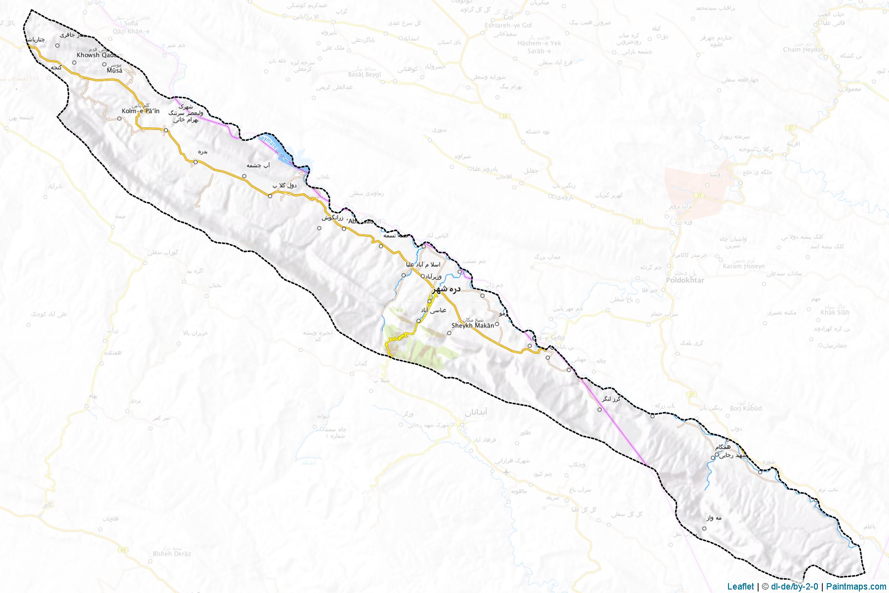 Muestras de recorte de mapas Darrehshahr (Ilam)-1