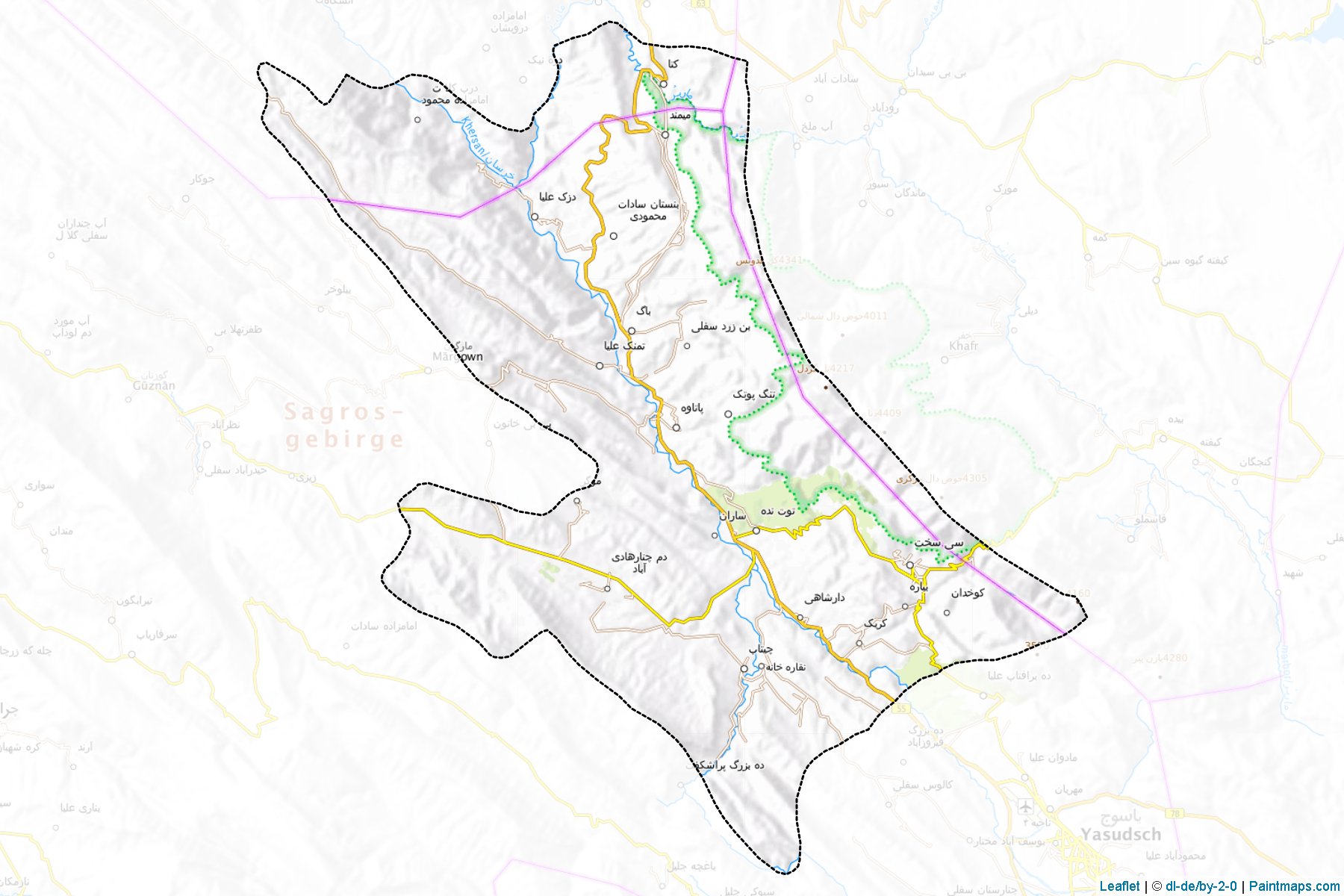 Muestras de recorte de mapas Dena (Kohgiluyeh and Buyer Ahmad)-1