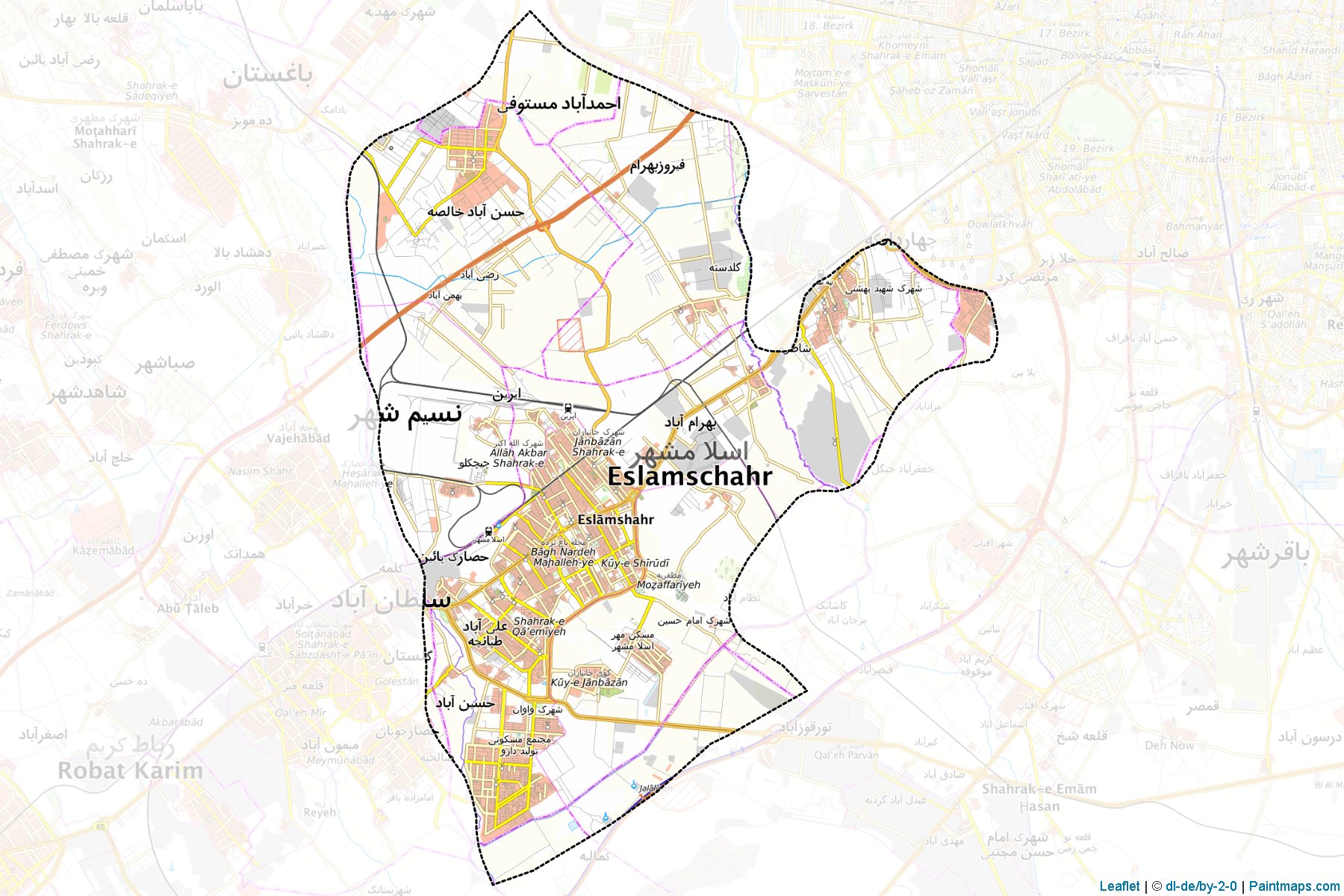 Muestras de recorte de mapas Eslamshahr (Tehran)-1