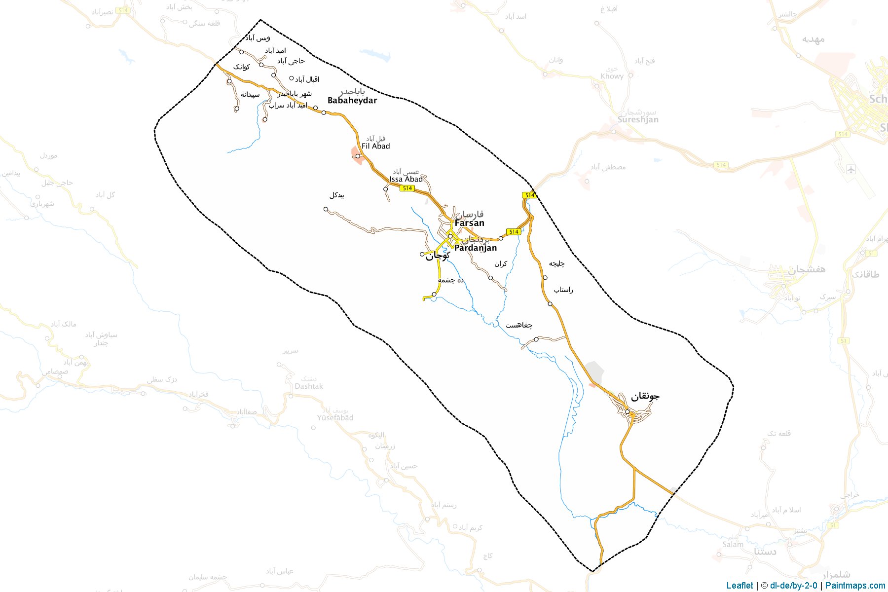 Farsan (Chahar Mahall va Bakhtiari) Map Cropping Samples-1