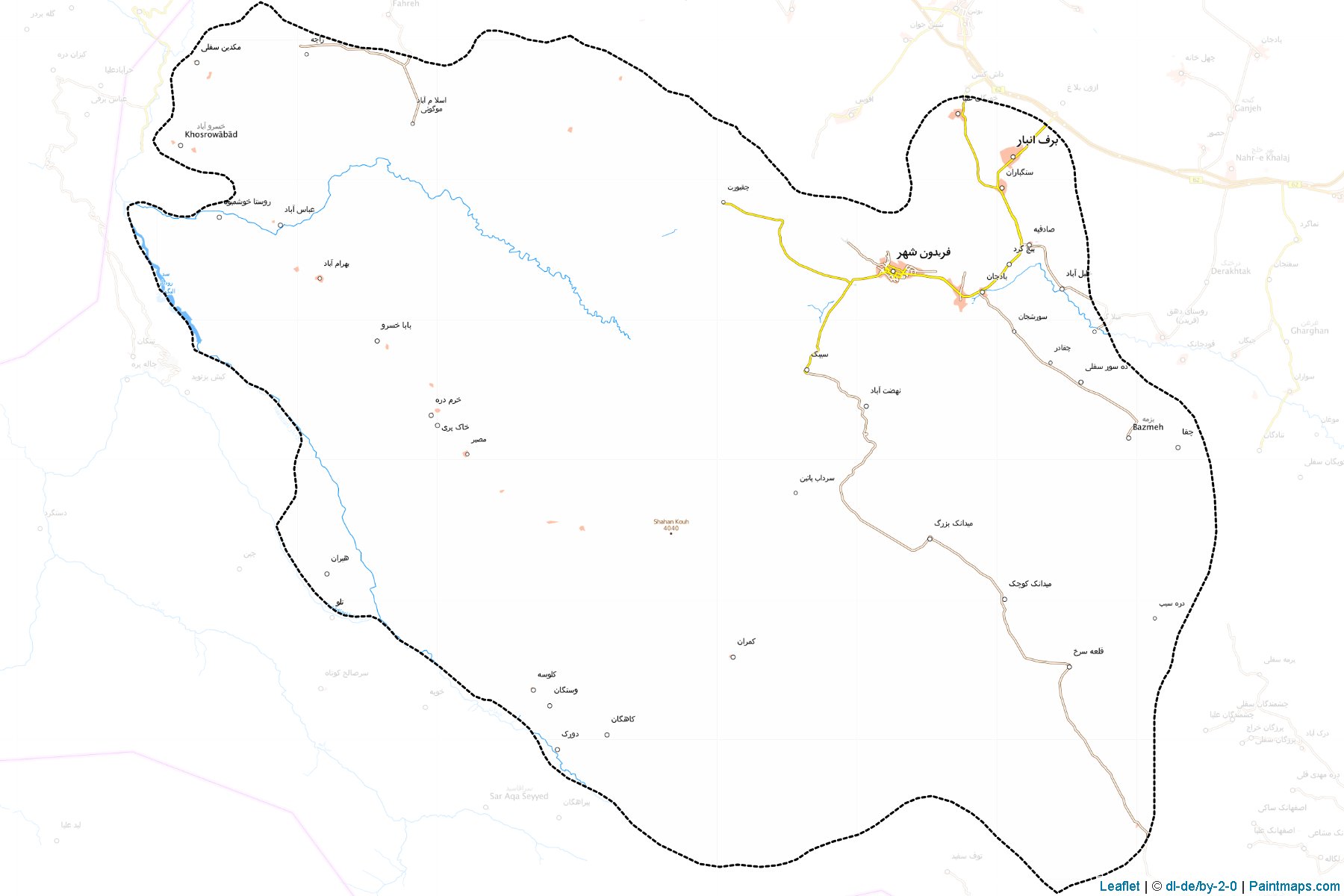 Fereydunshahr (Esfahan) Map Cropping Samples-1