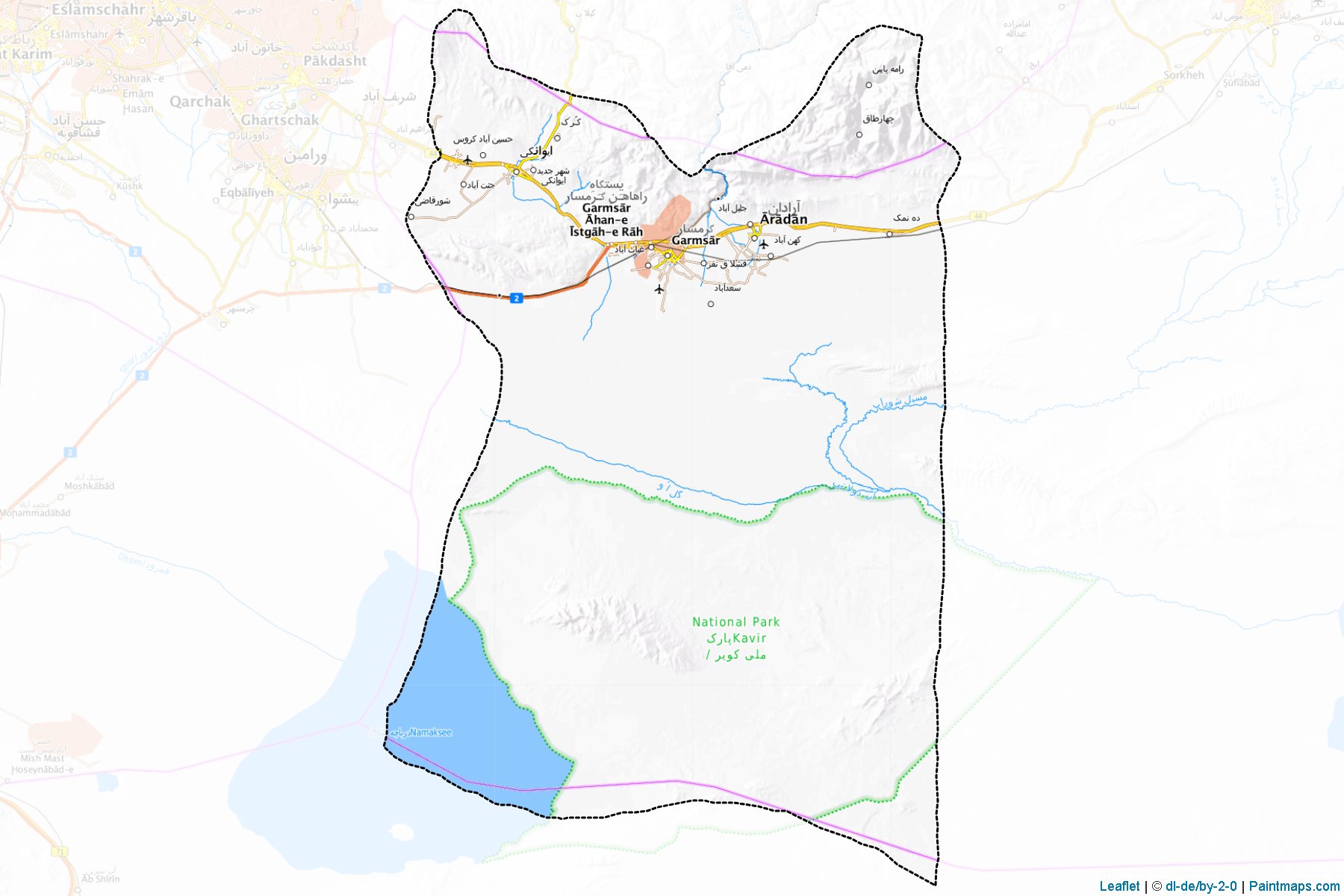 Muestras de recorte de mapas Garmsar (Semnan)-1