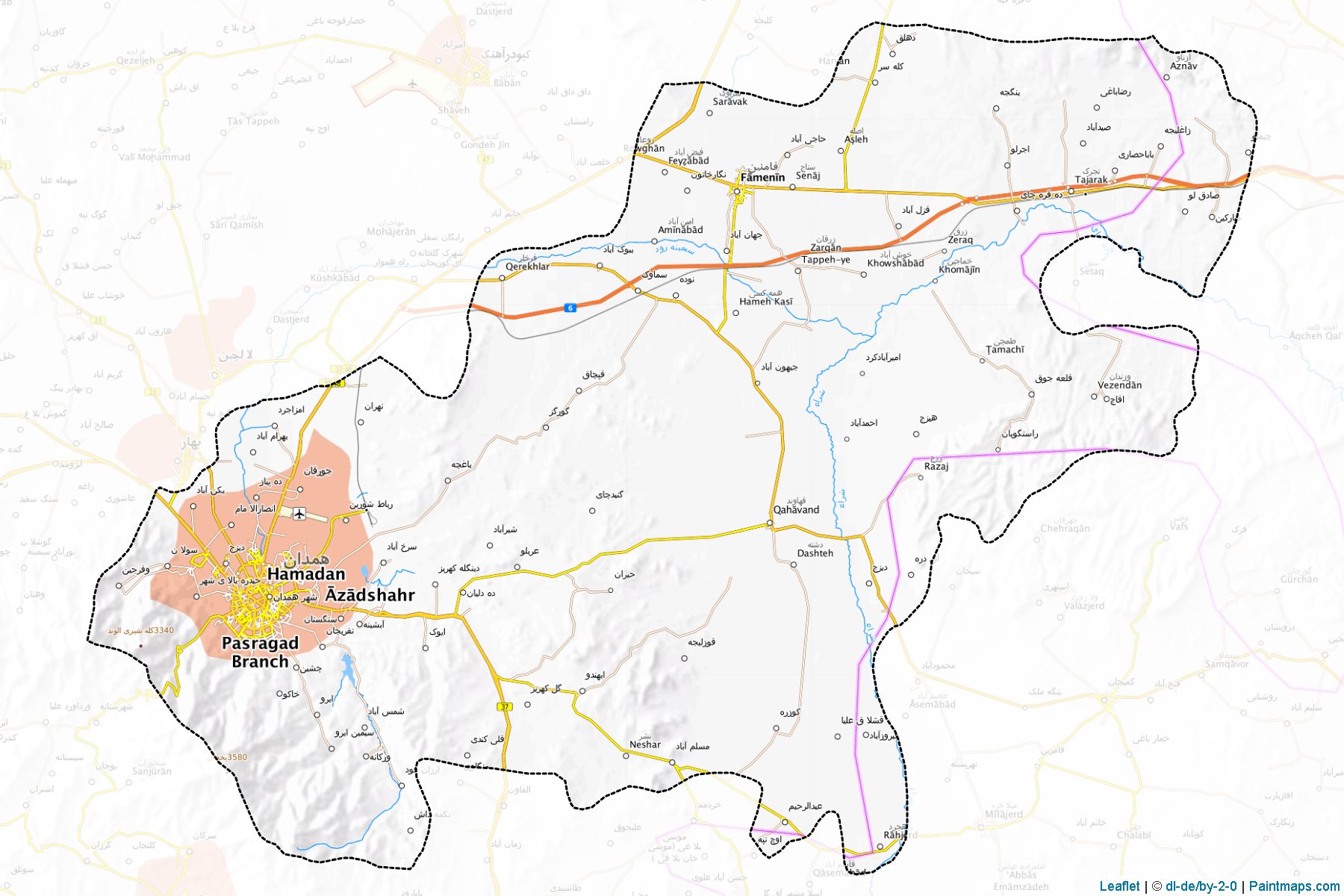 Muestras de recorte de mapas Hamedan (Hamadan)-1