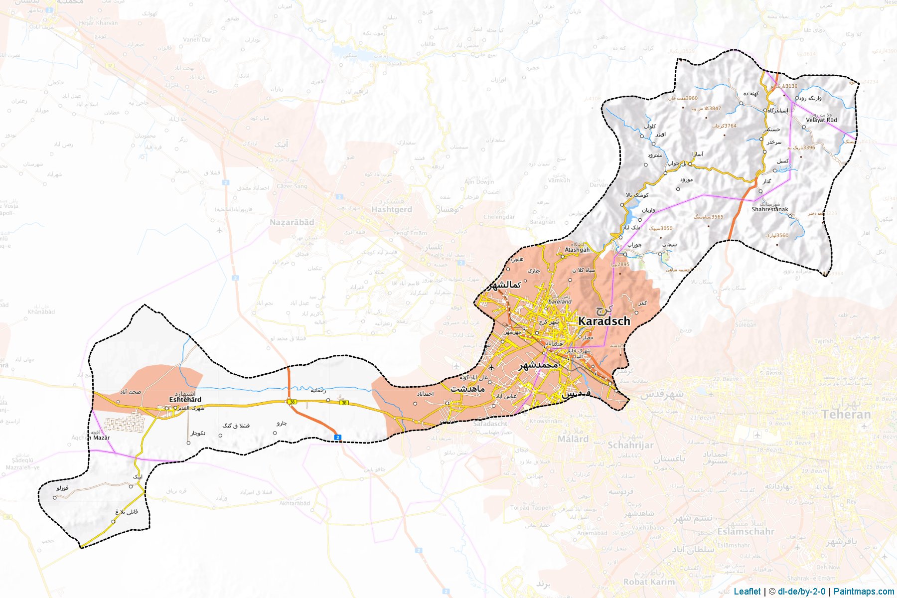 Muestras de recorte de mapas Karaj (Alborz)-1