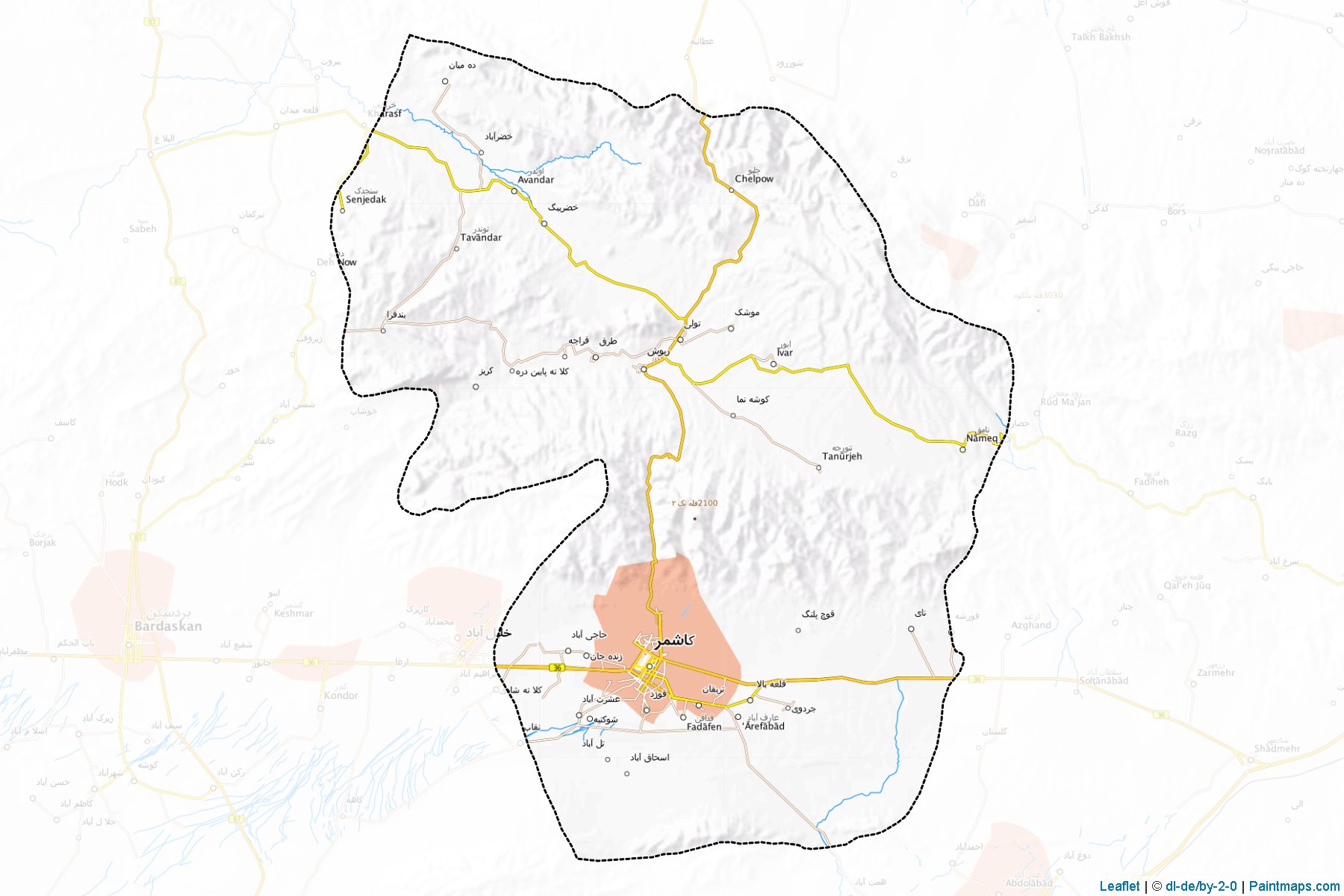 Muestras de recorte de mapas Kashmar (Razavi Khorasan)-1