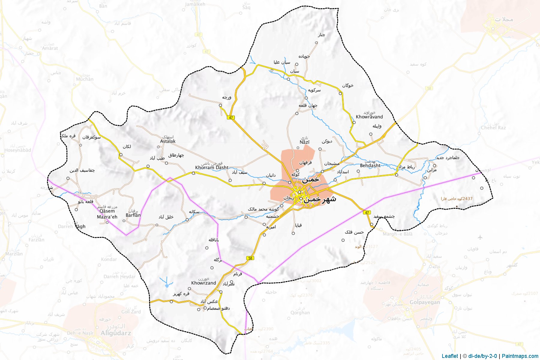 Khomeyn (Markazi) Map Cropping Samples-1