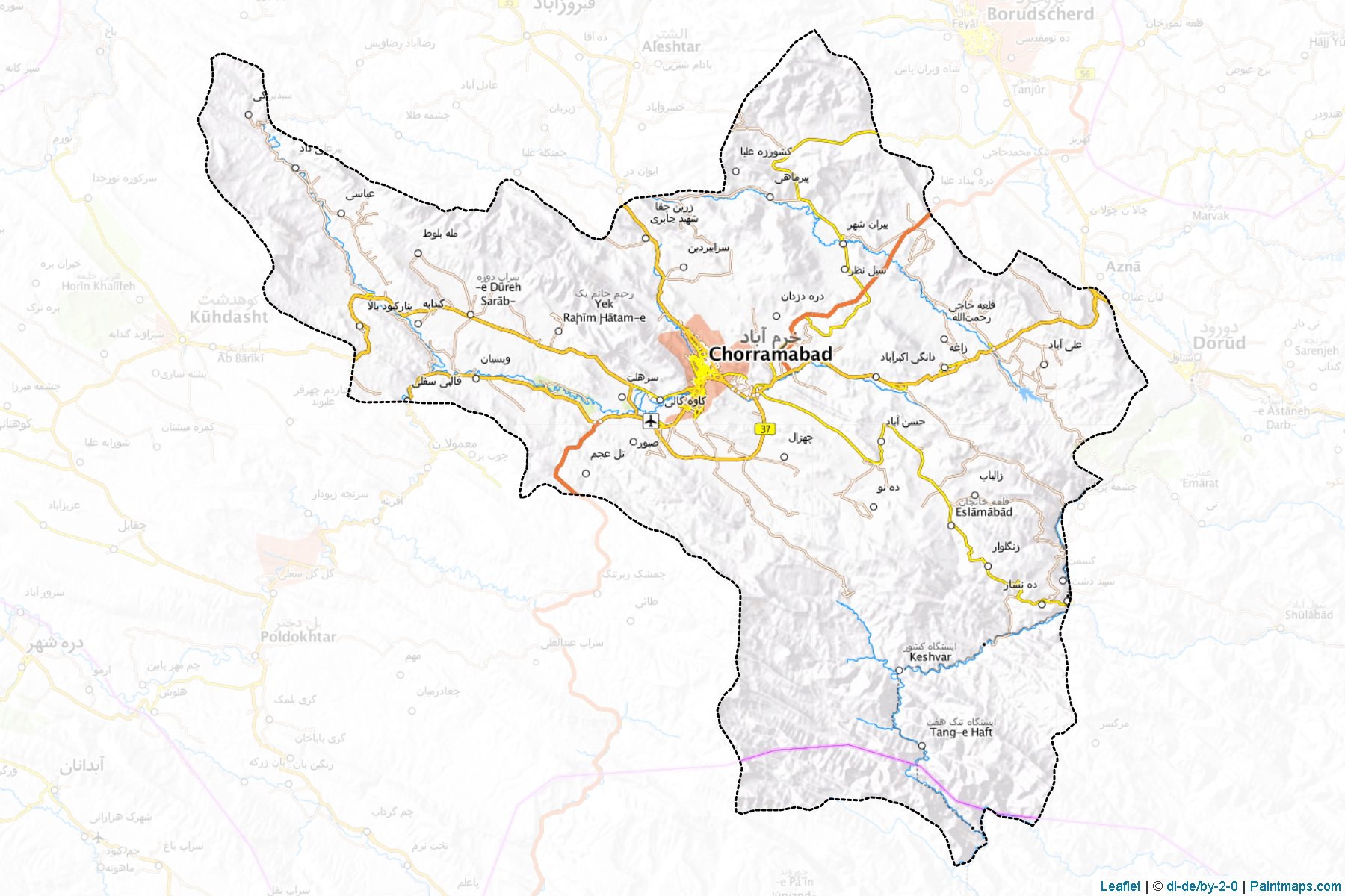 Hürremabad şehristanı (Lorestan) Haritası Örnekleri-1