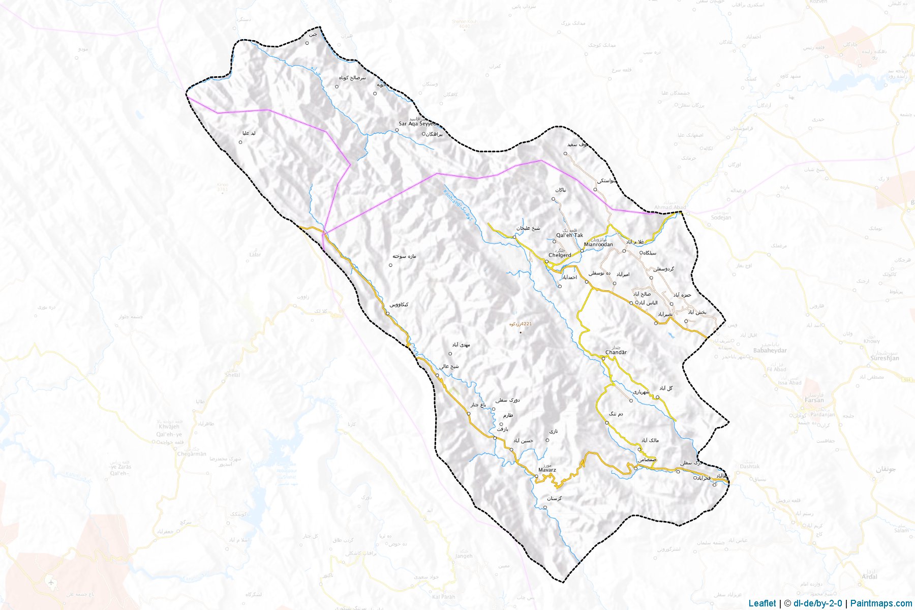 Muestras de recorte de mapas Kuhrang (Chahar Mahall and Bakhtiari)-1