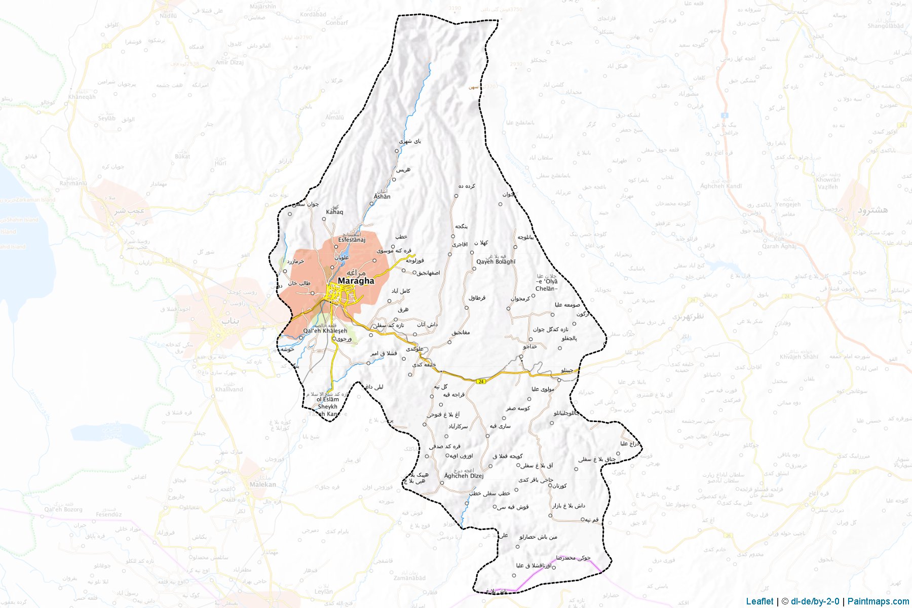 Muestras de recorte de mapas Maragheh (East Azerbaijan)-1