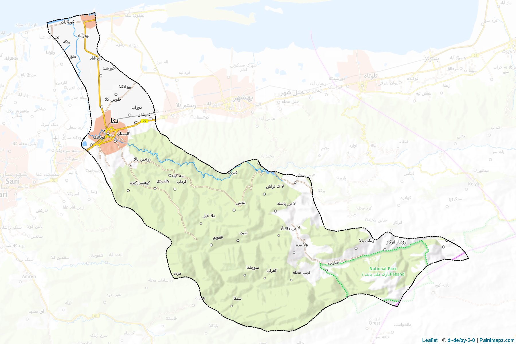 Muestras de recorte de mapas Neka (Mazandaran)-1