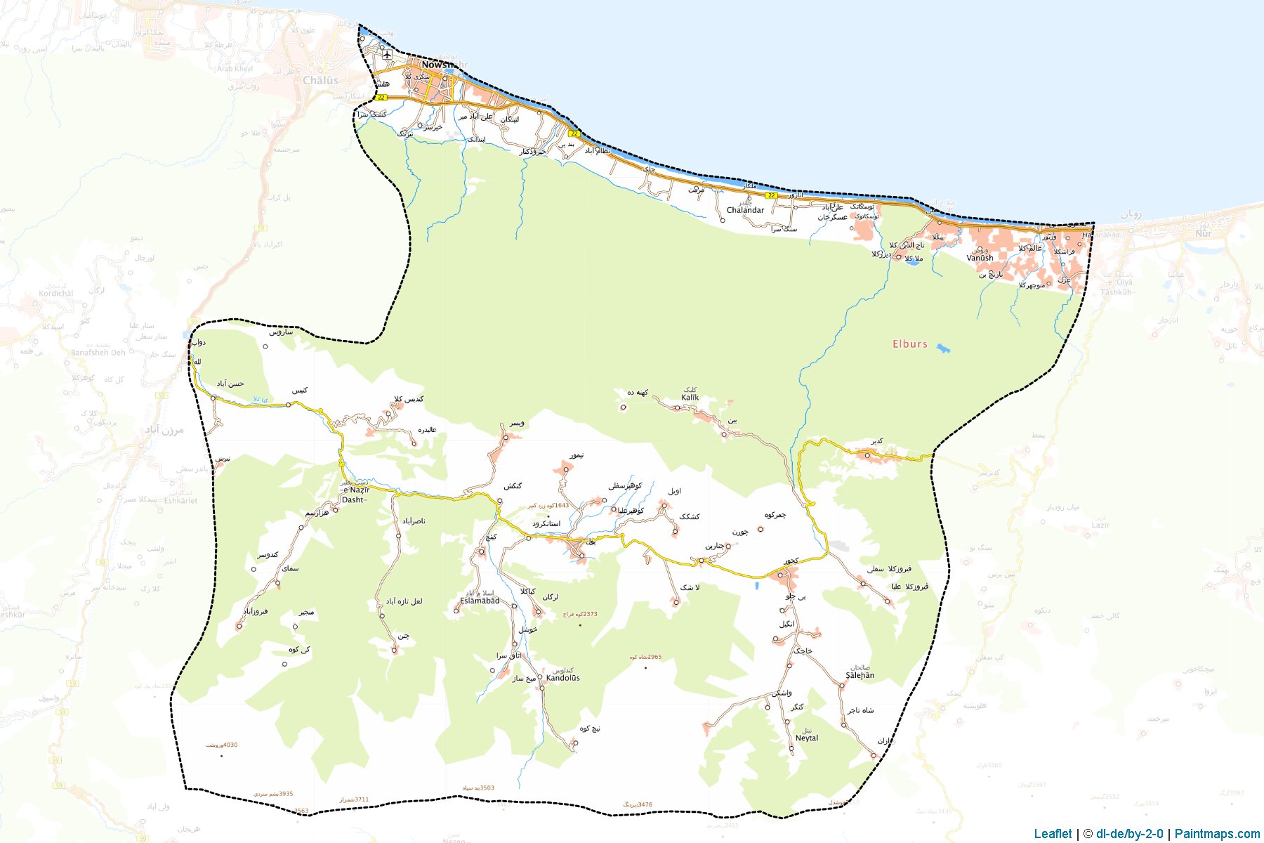 Muestras de recorte de mapas Noshahr (Mazandaran)-1