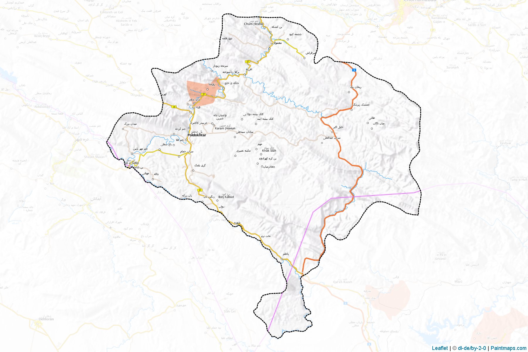 Muestras de recorte de mapas Poldokhtar (Lorestan)-1