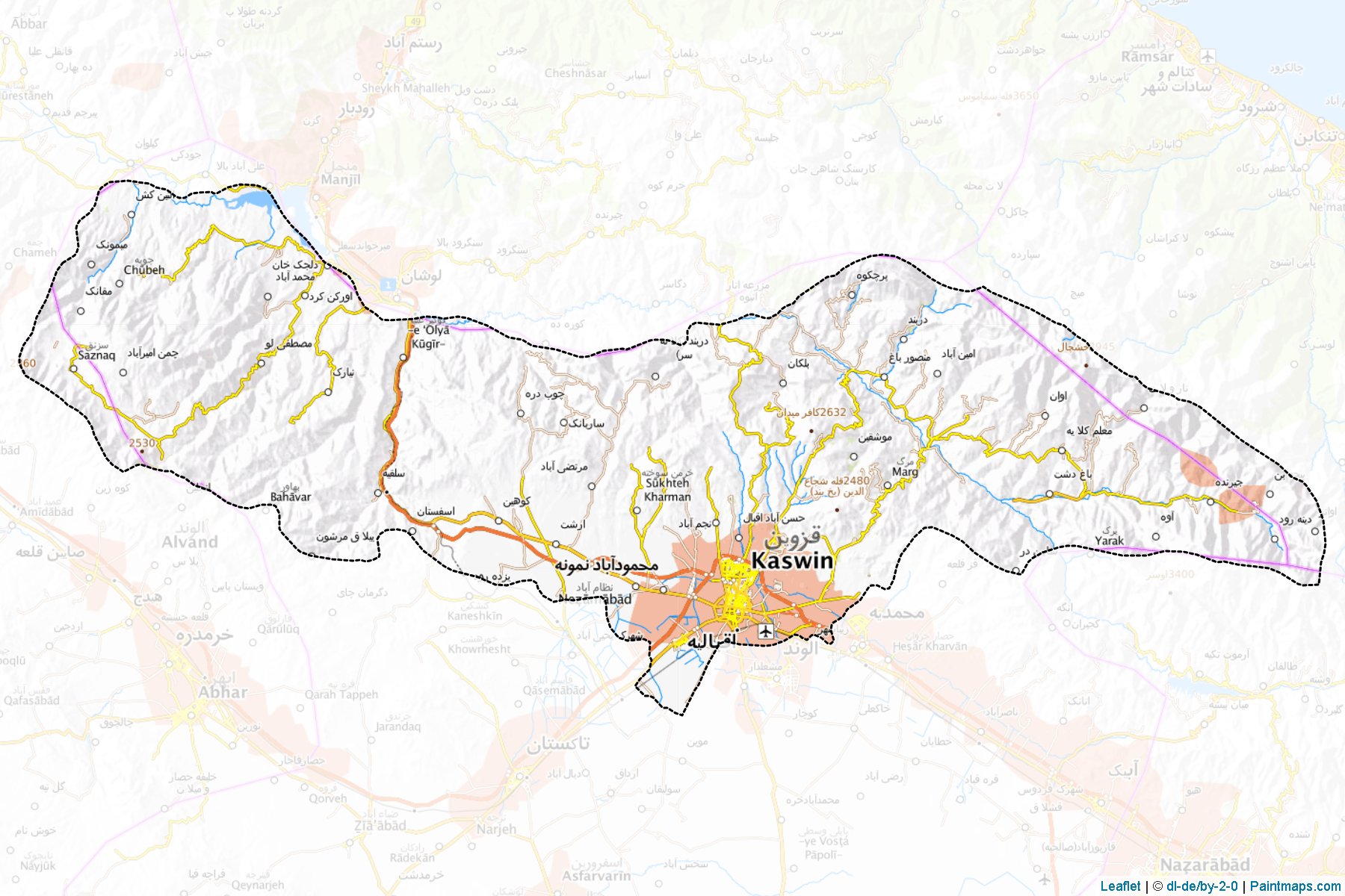 Muestras de recorte de mapas Qazvin (Qazvin)-1