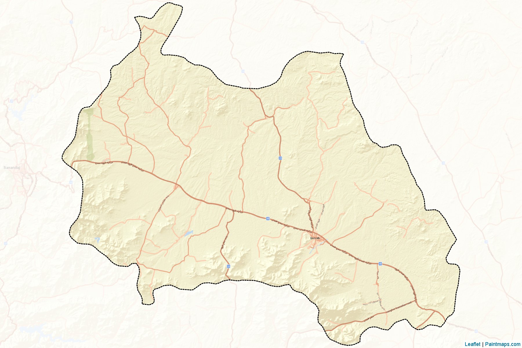 Qorveh (Kordestan) Map Cropping Samples-2