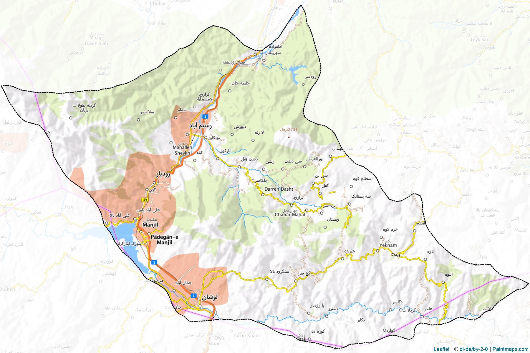 Muestras de recorte de mapas Rudbar (Gilan)-1