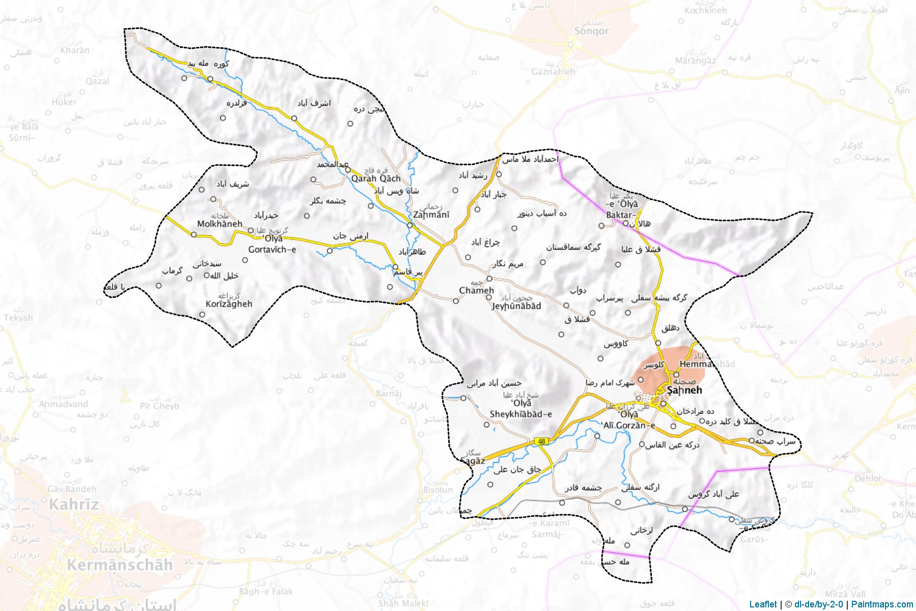 Sehne şehristanı (Kirmanşah Eyaleti) Haritası Örnekleri-1