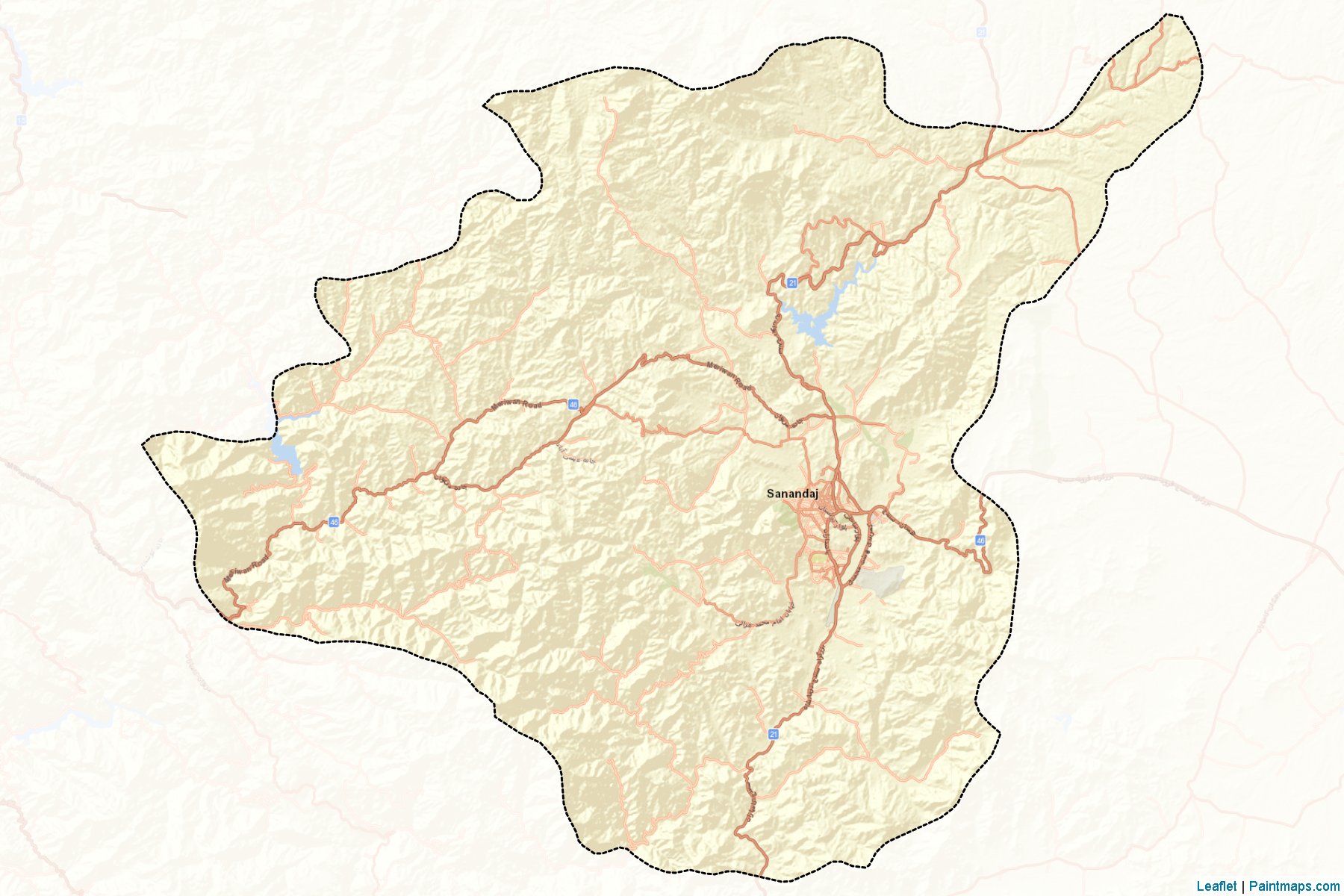 Muestras de recorte de mapas Sanandaj (Kordestan)-2