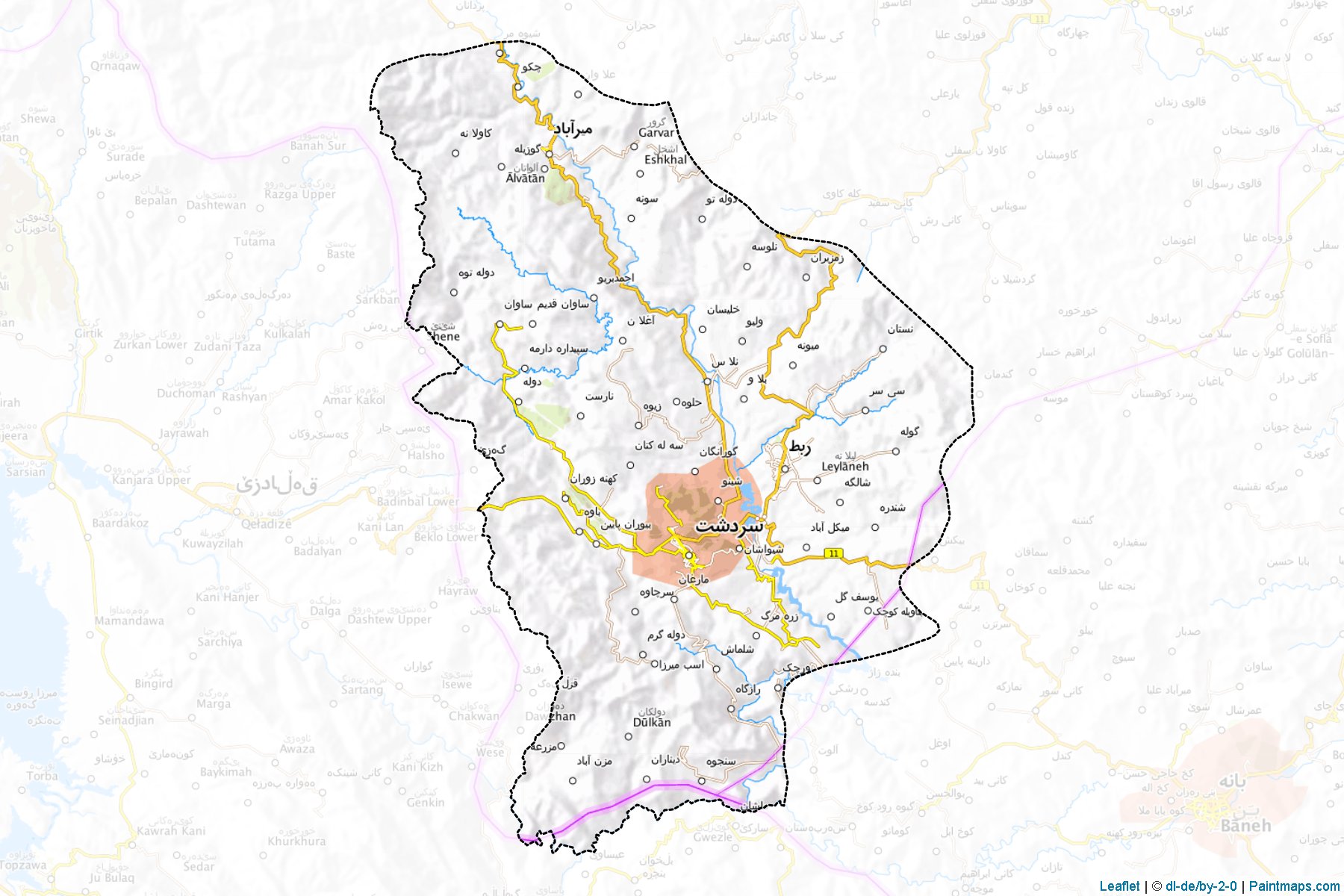 Serdeşt şehristanı (Batı Azerbaycan Eyaleti) Haritası Örnekleri-1