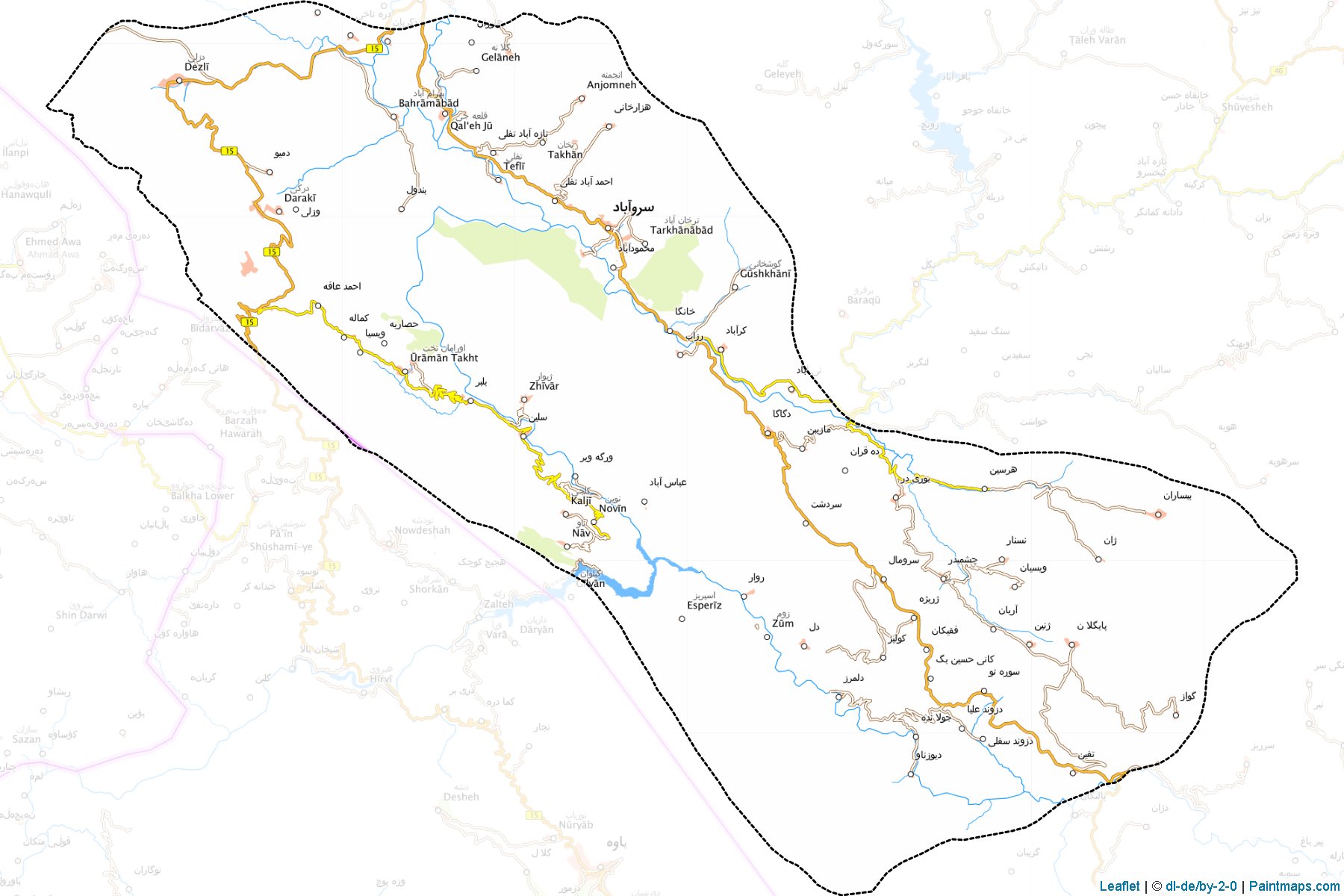 Muestras de recorte de mapas Sarvabad (Kordestan)-1