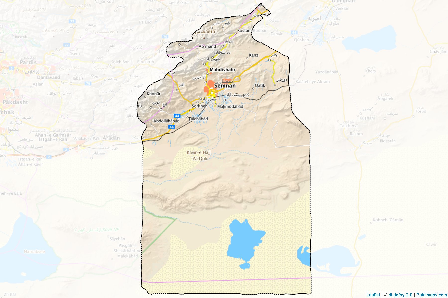 Muestras de recorte de mapas Semnan (Semnan)-1