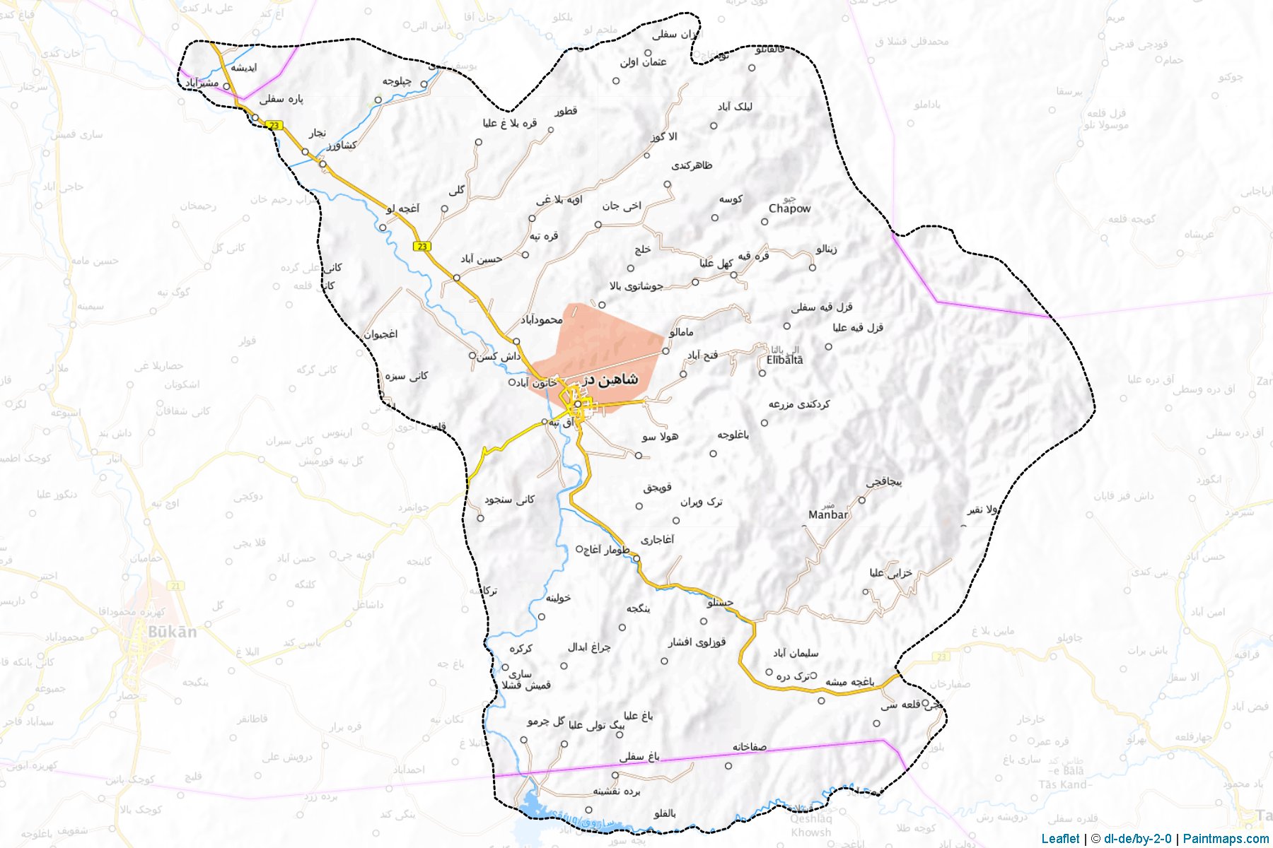 Muestras de recorte de mapas Shahindezh (West Azerbaijan)-1