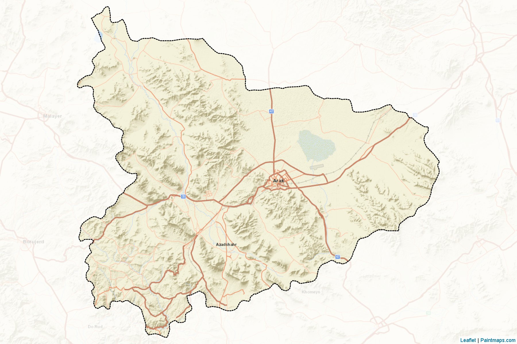 Muestras de recorte de mapas Shazand, Arak (Markazi)-2