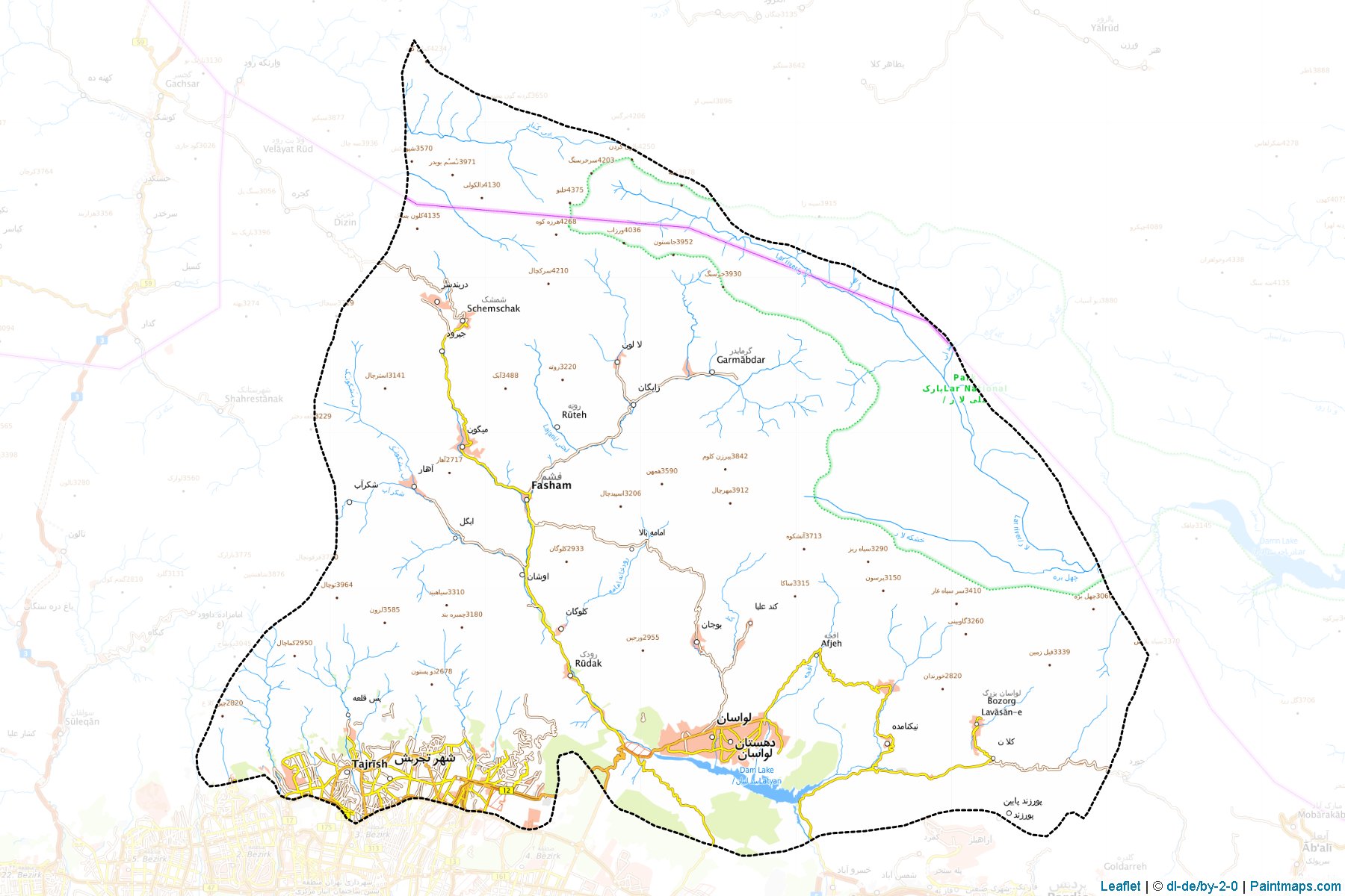 Muestras de recorte de mapas Shemiranat (Tehran)-1