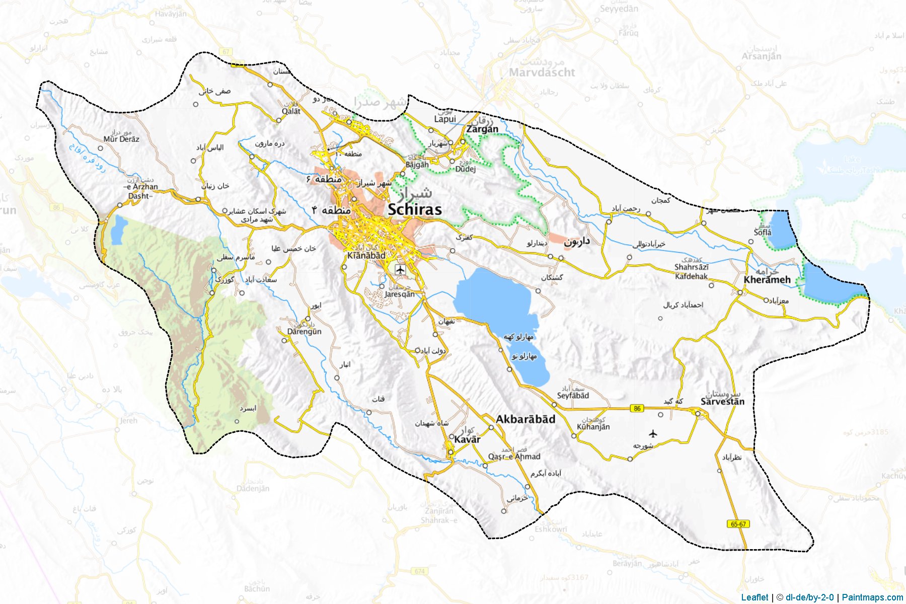 Muestras de recorte de mapas Shiraz (Fars)-1